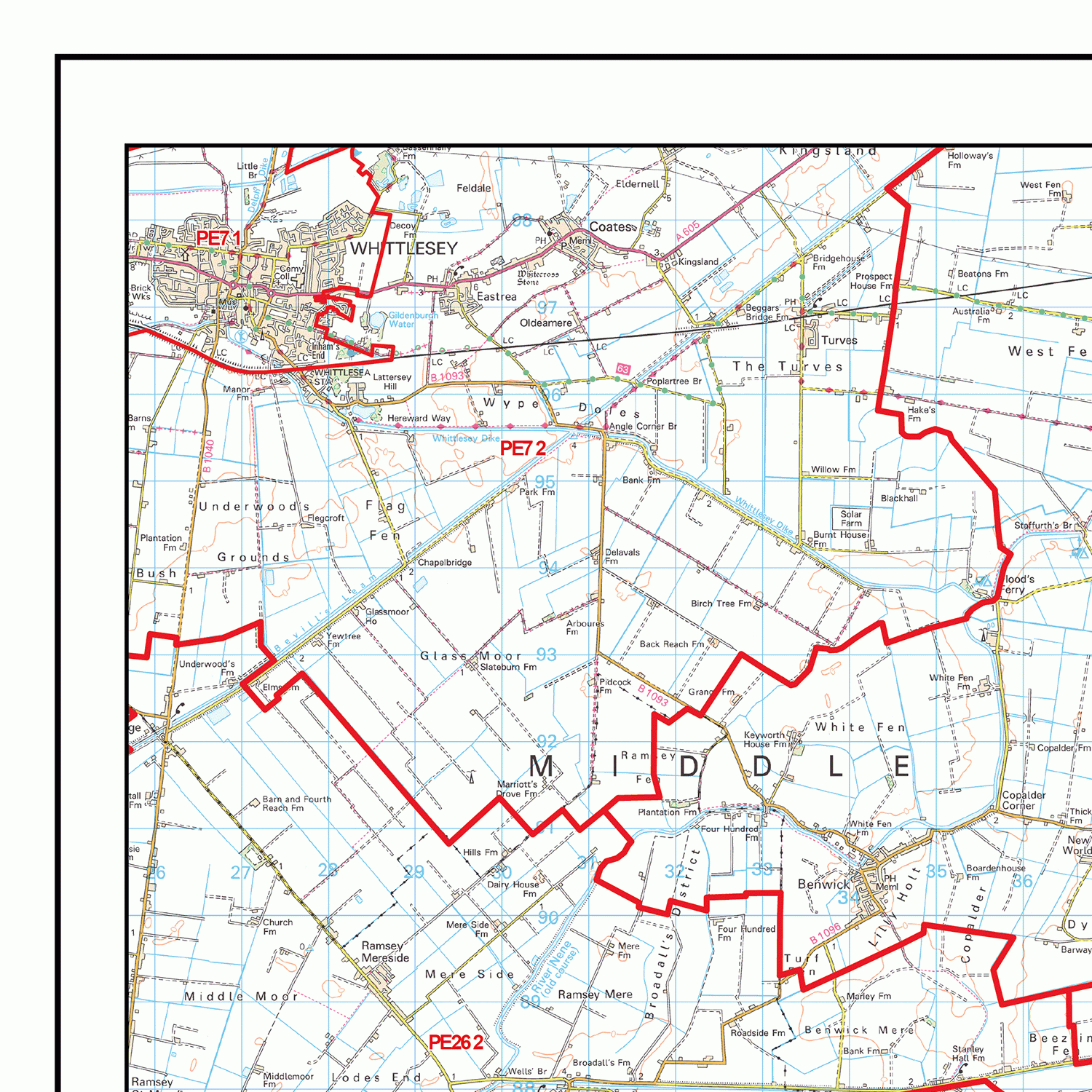Cambridge - CB - Postcode Wall Map