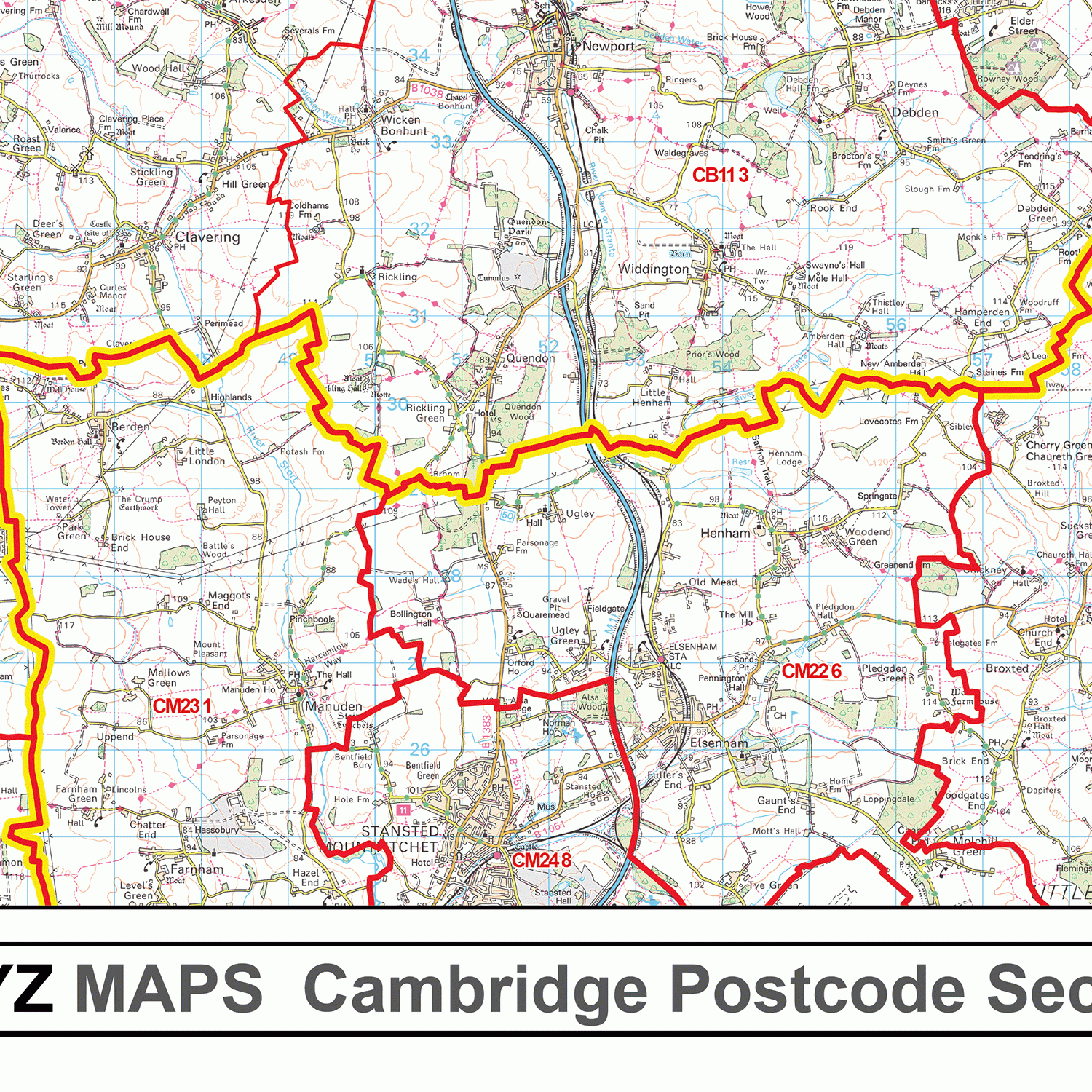 Cambridge - CB - Postcode Wall Map