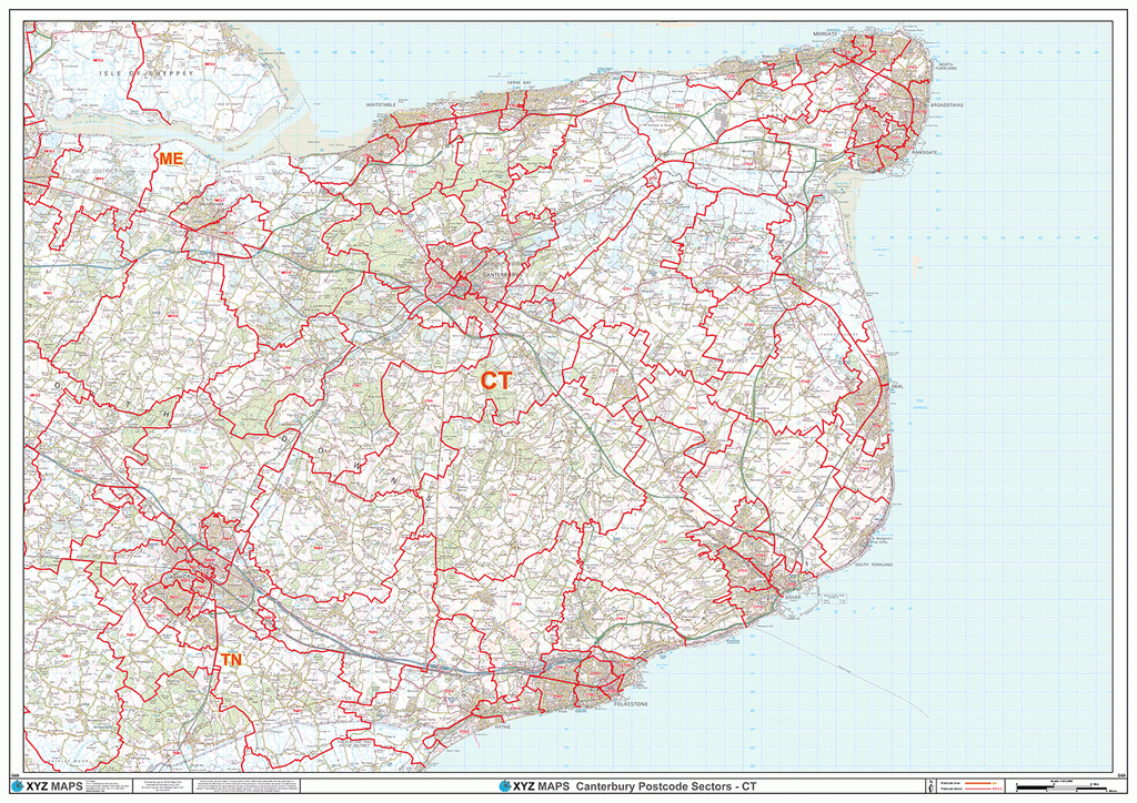 Canterbury - CT - Postcode Wall Map