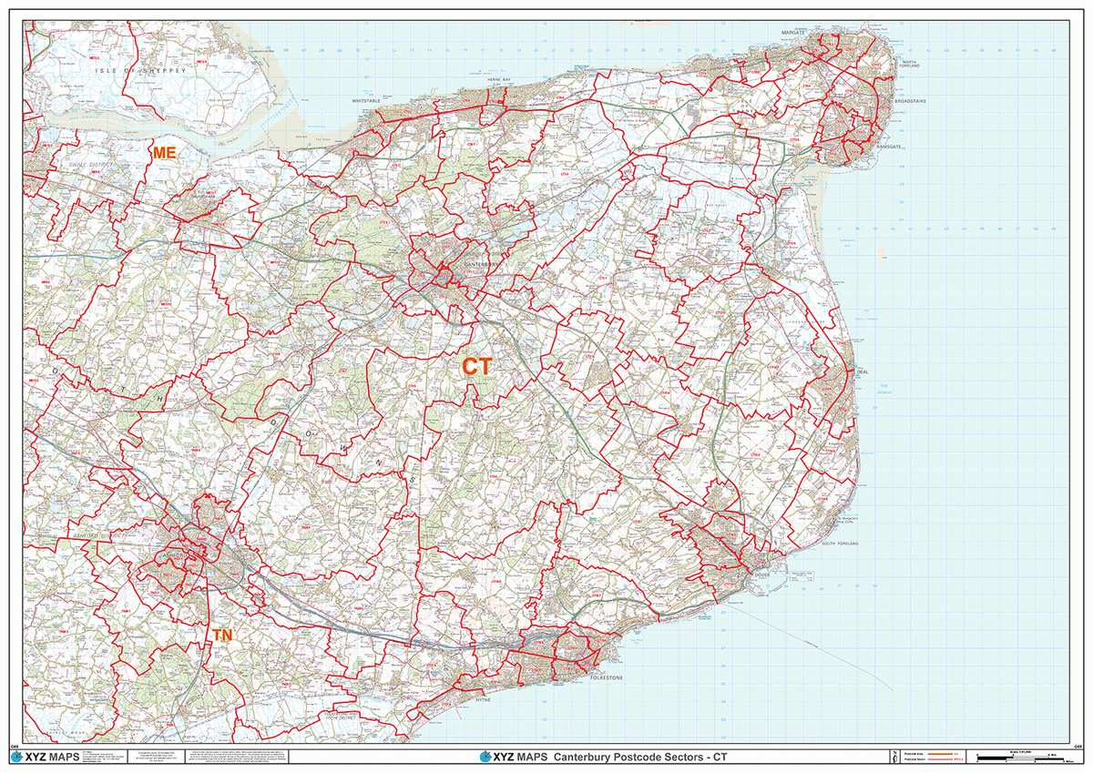 Canterbury - CT - Postcode Wall Map – XYZ Maps