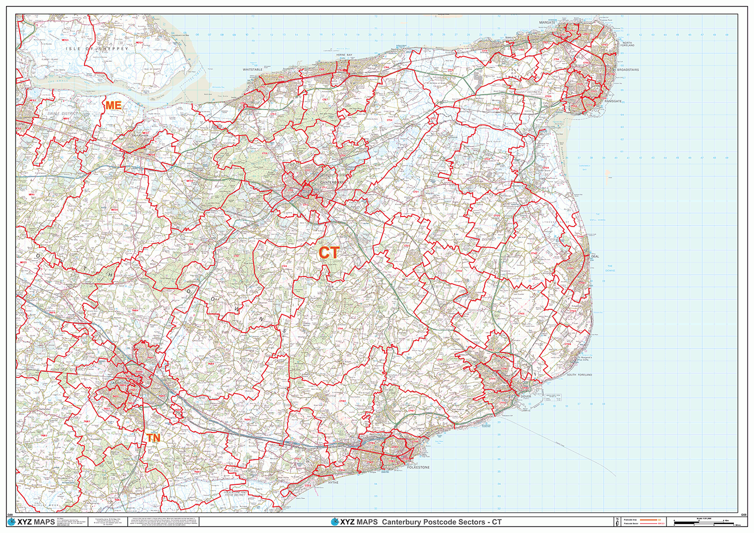 Canterbury - CT - Postcode Wall Map
