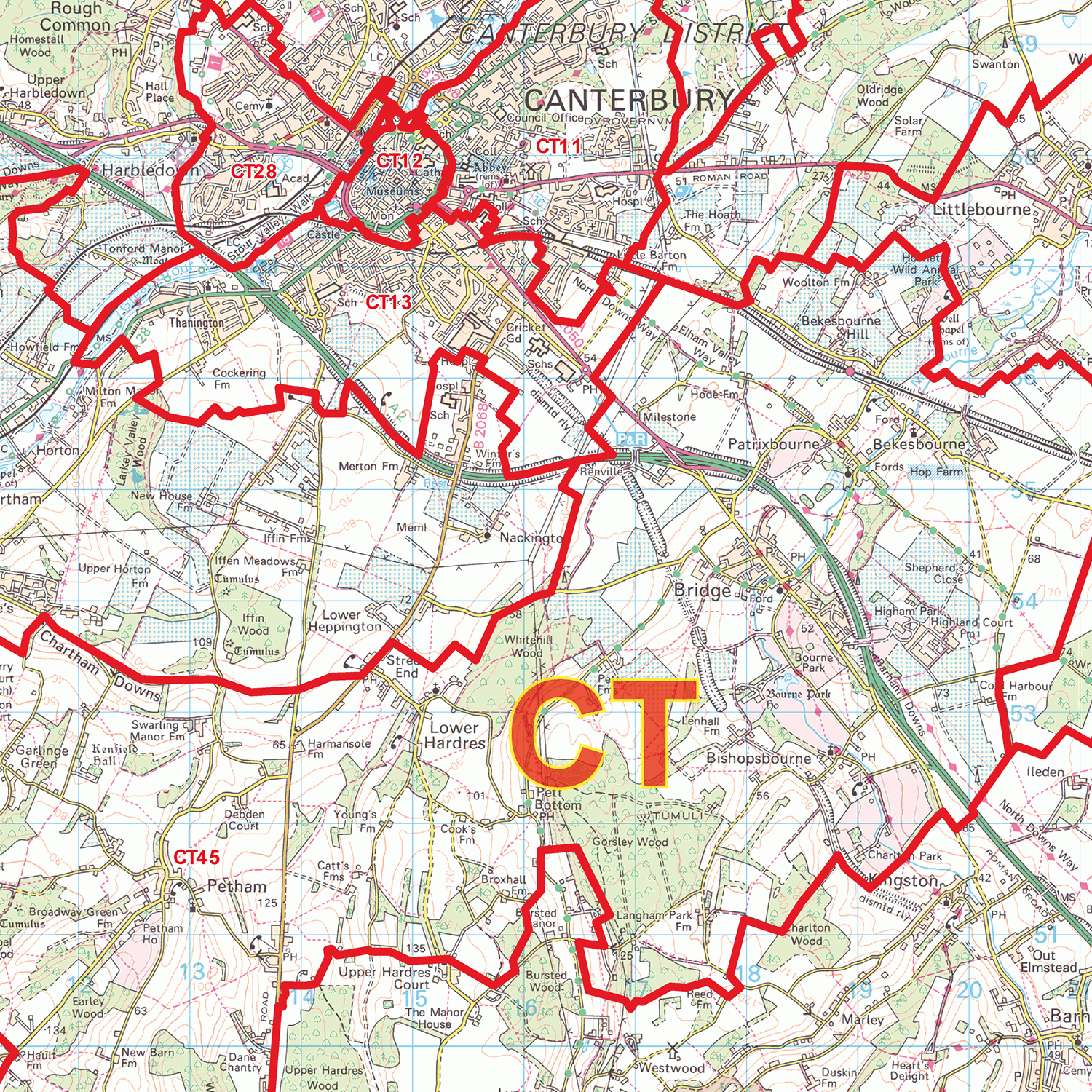 Canterbury - CT - Postcode Wall Map