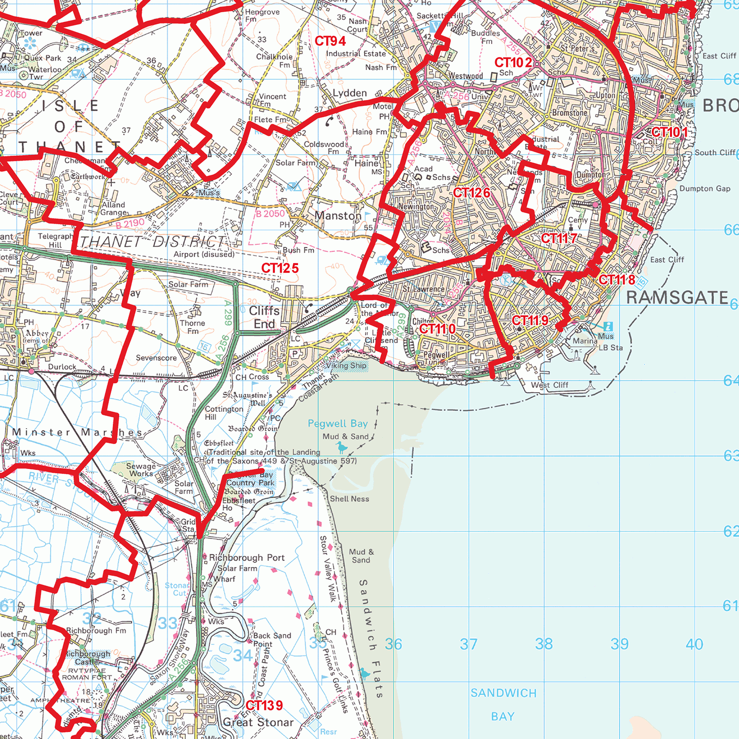 Canterbury - CT - Postcode Wall Map