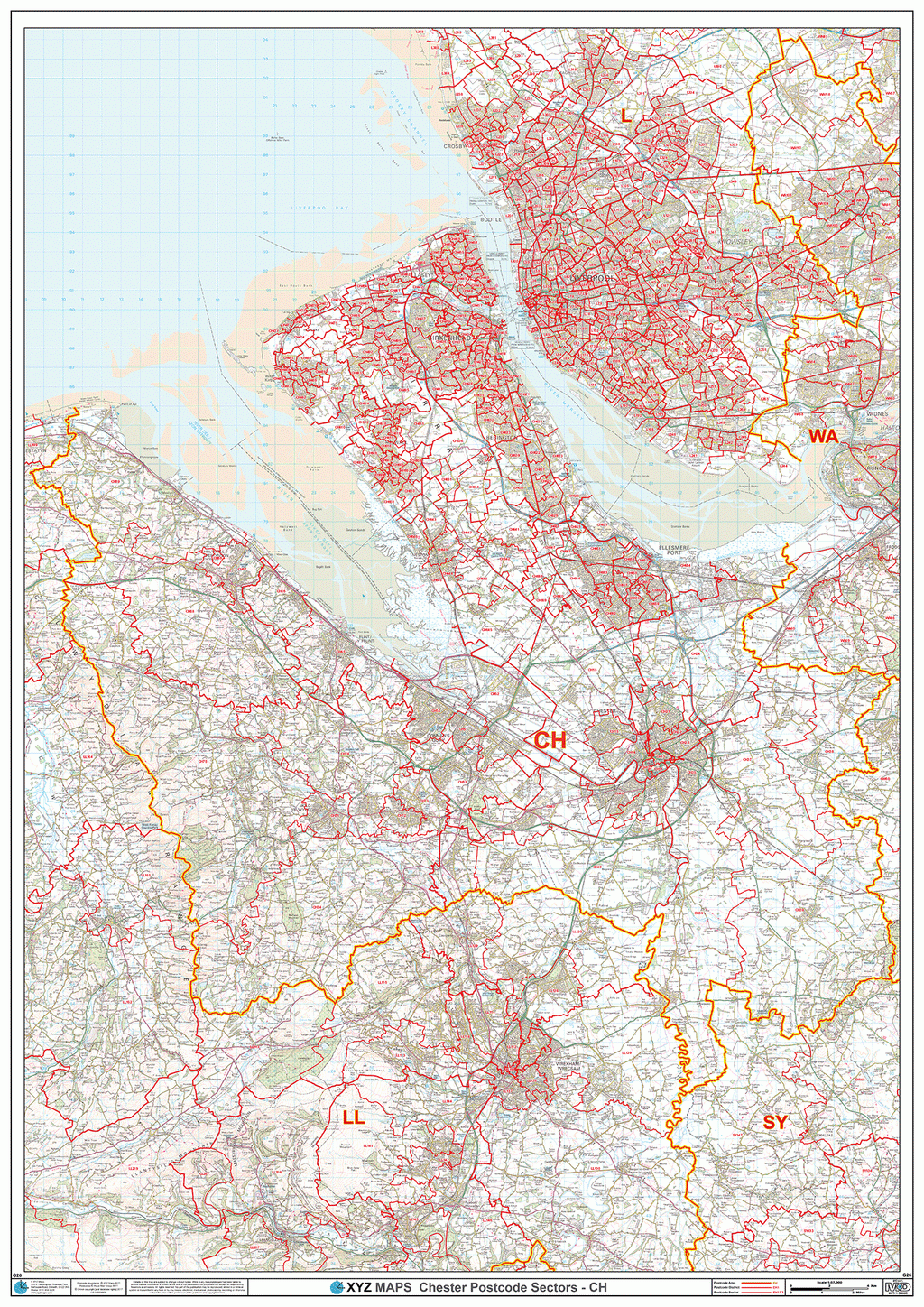 Chester - CH - Postcode Wall Map