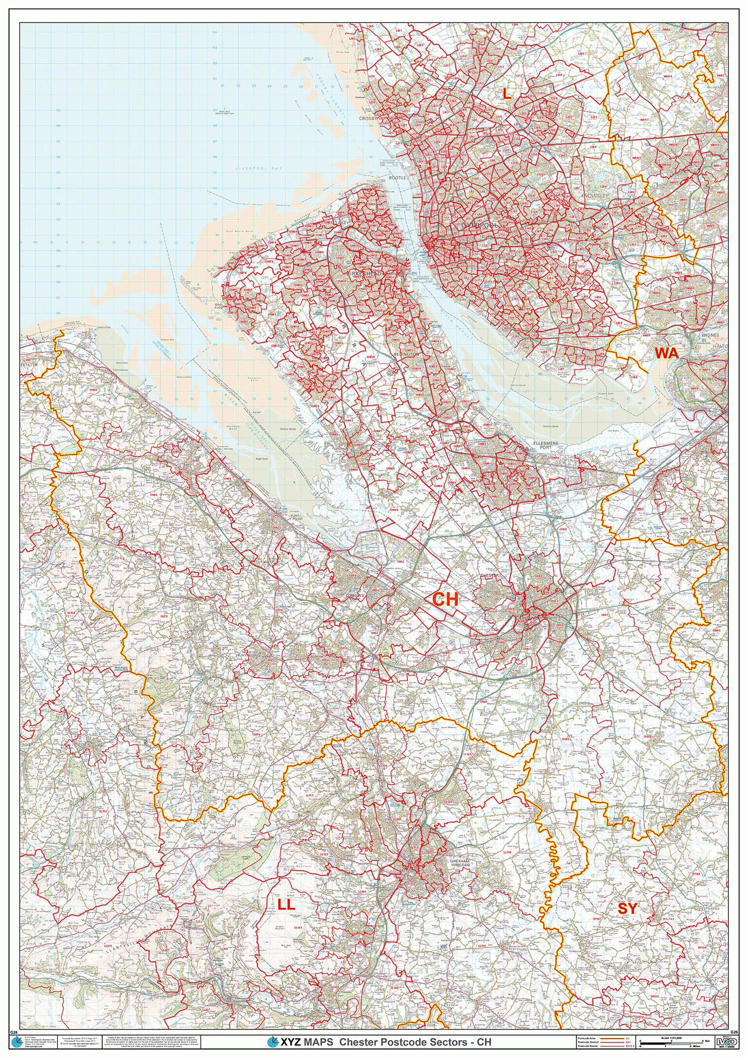 Chester - CH - Postcode Wall Map