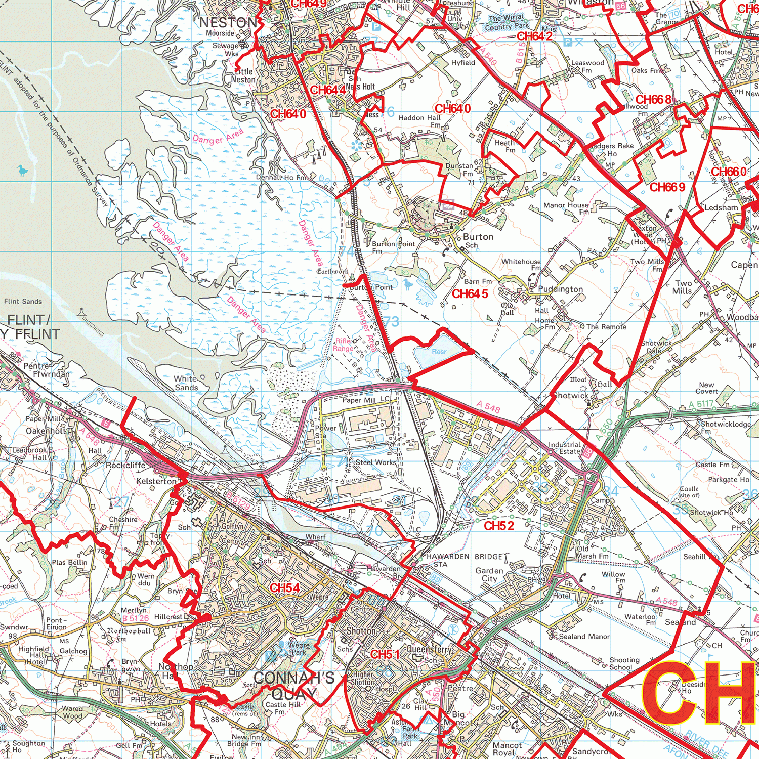 Chester - CH - Postcode Wall Map