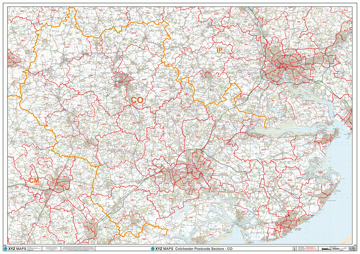 Colchester - CO - Postcode Wall Map