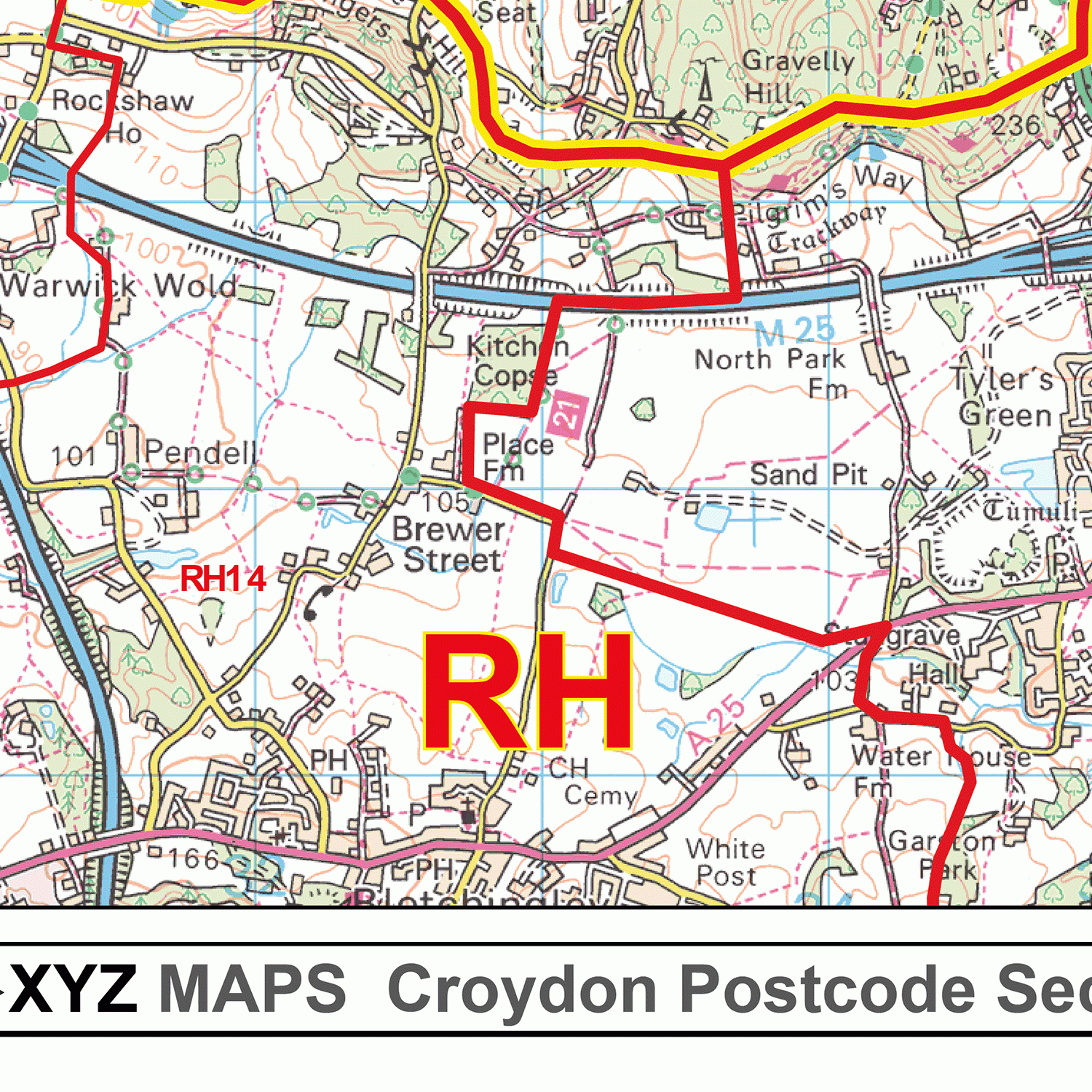 Croydon - CR - Postcode Wall Map