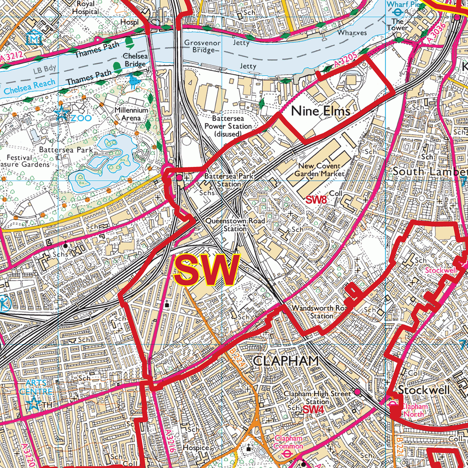 D11 Postcode Map London City Centre Postcode Districts Wall Map (D12) – XYZ Maps