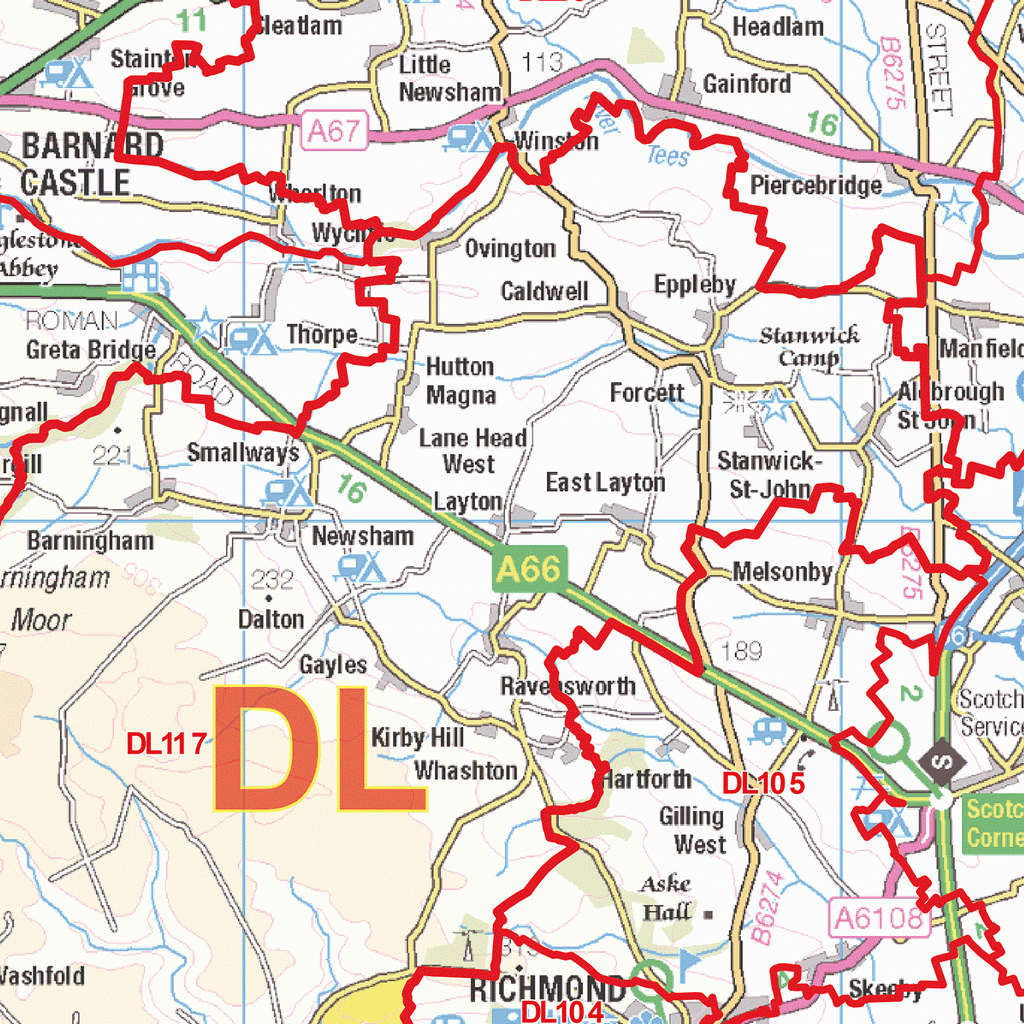 Darlington - DL - Postcode Wall Map