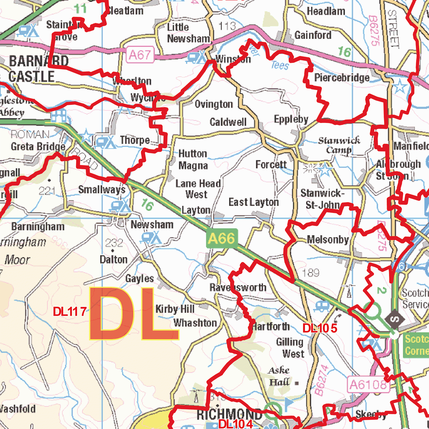 Darlington - DL - Postcode Wall Map