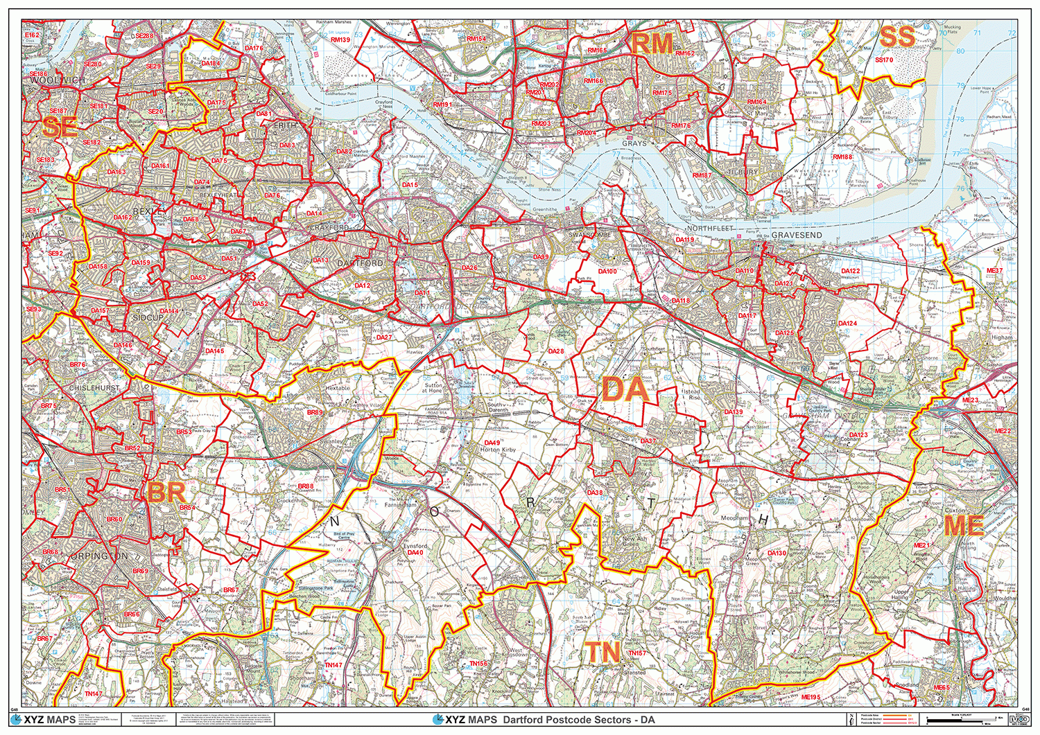 Dartford - DA - Postcode Wall Map