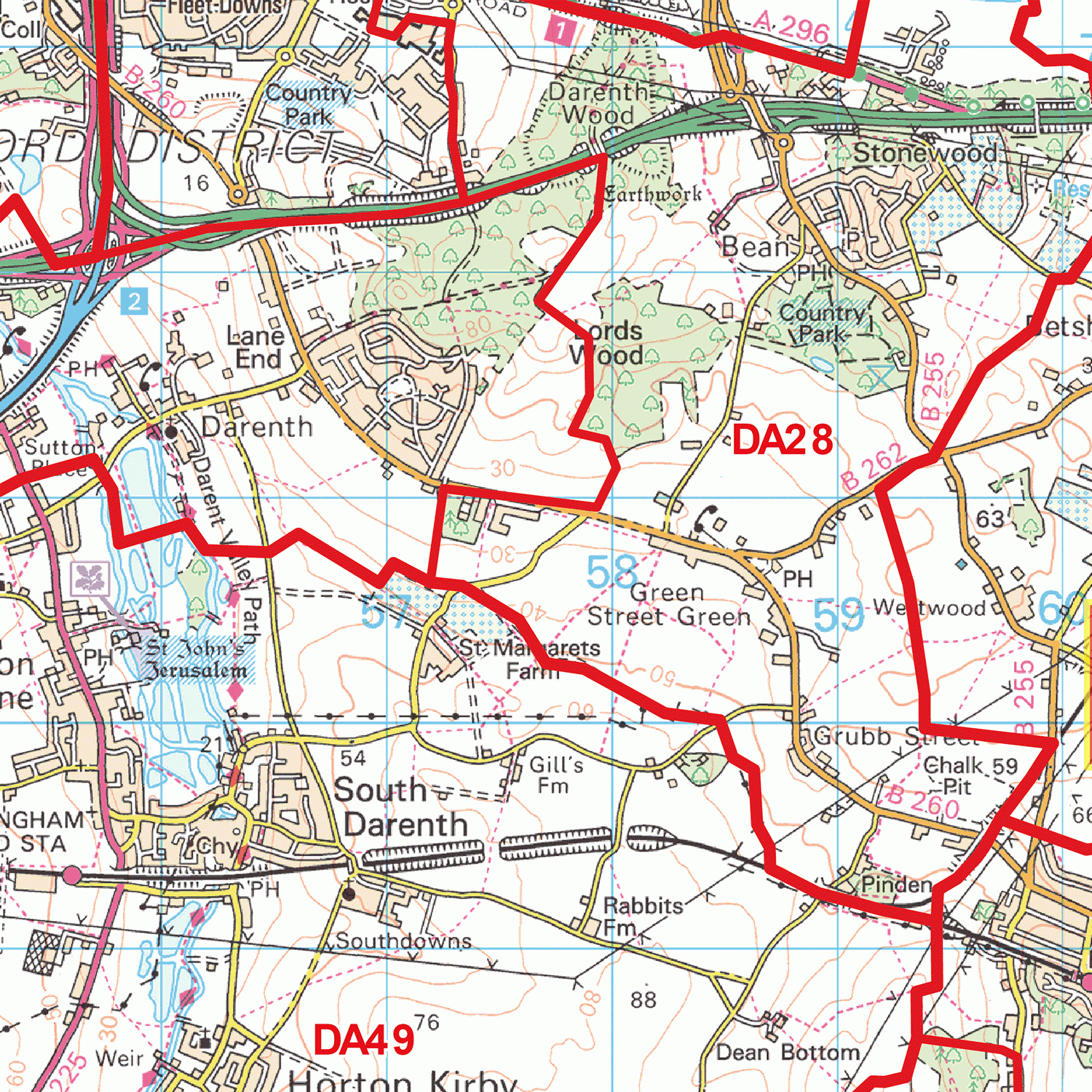 Dartford - DA - Postcode Wall Map