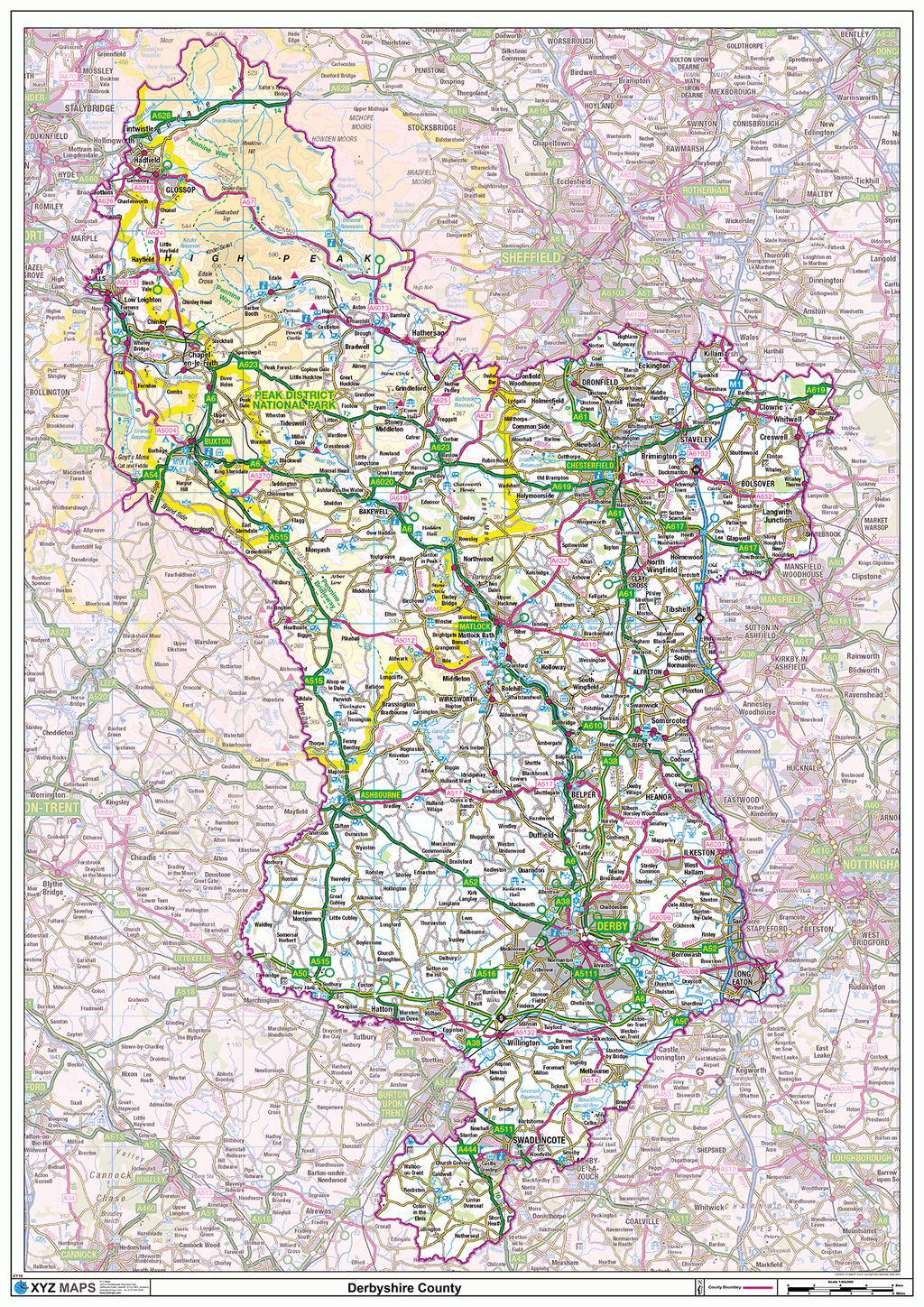 Derbyshire County Map - (CY10)