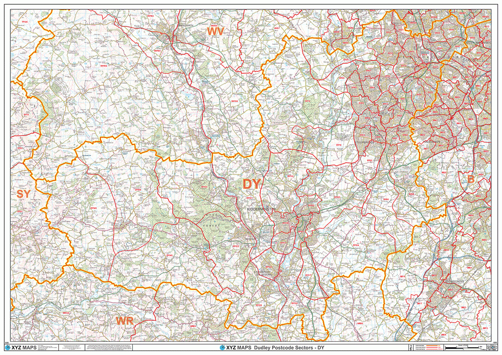 Dudley - DY - Postcode Wall Map