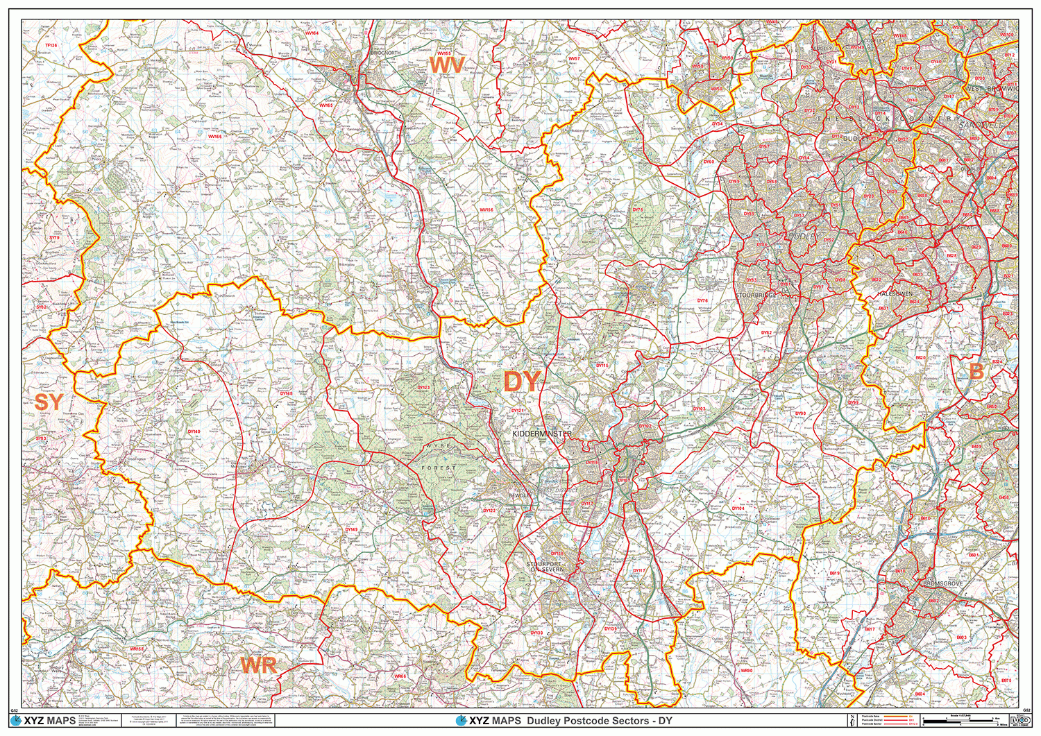 Dudley - DY - Postcode Wall Map