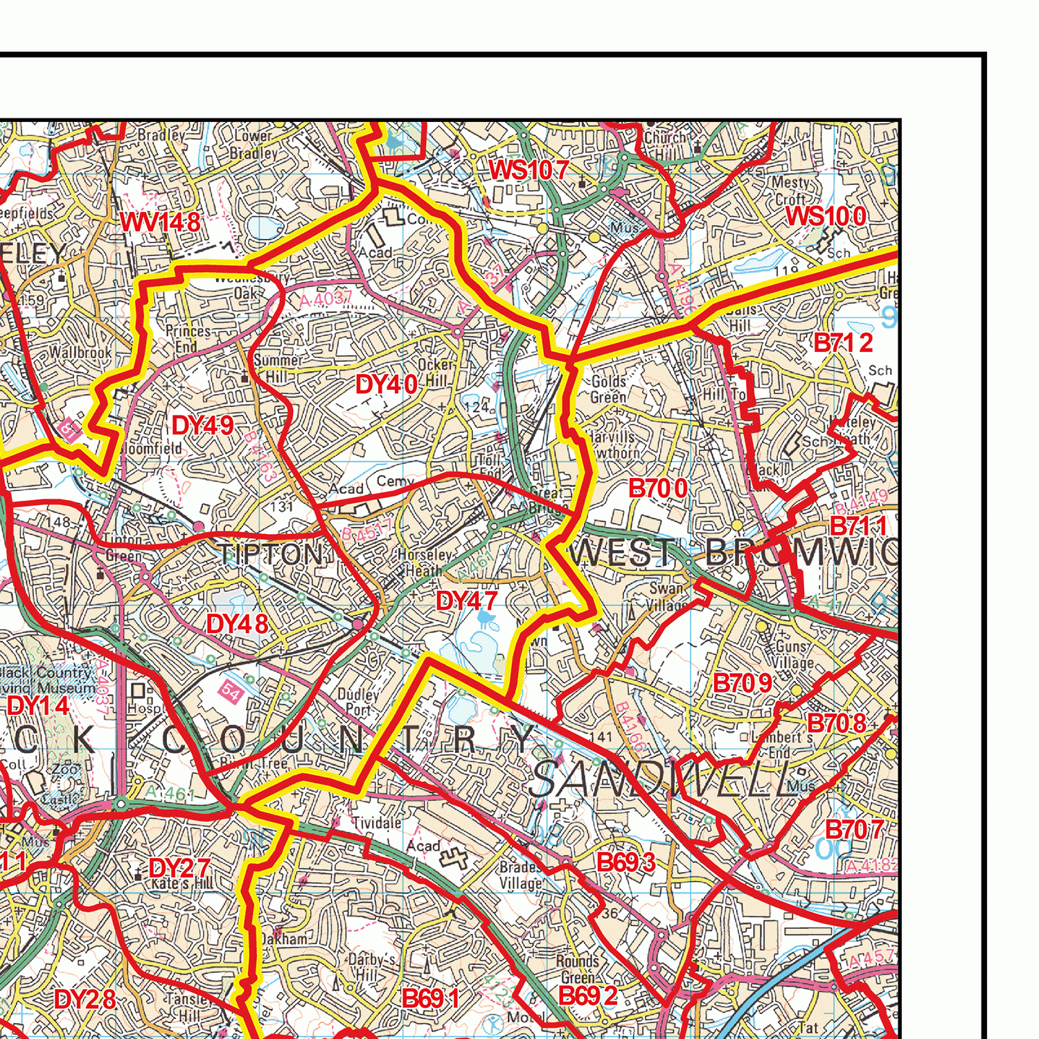 Dudley - DY - Postcode Wall Map