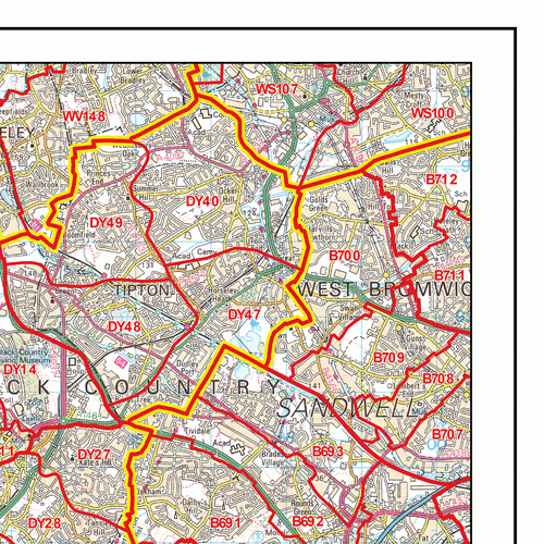 Dudley - DY - Postcode Wall Map