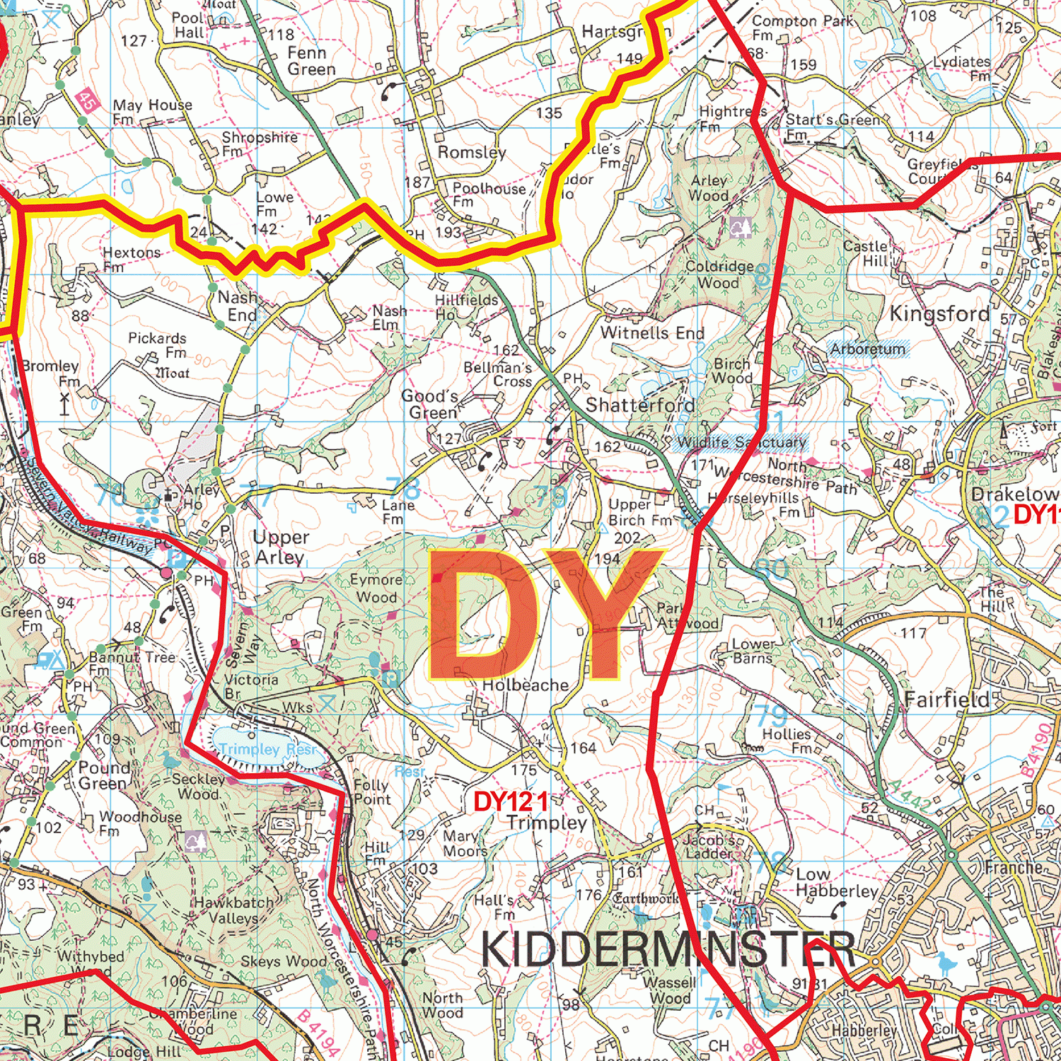 Dudley - DY - Postcode Wall Map