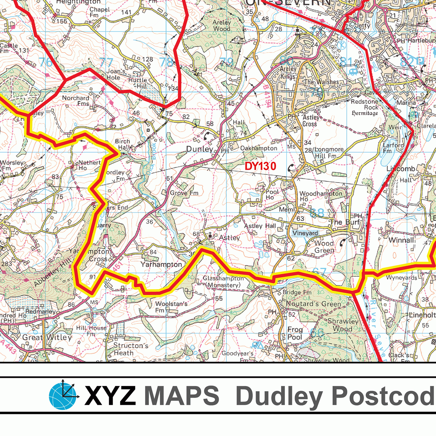 Dudley - DY - Postcode Wall Map