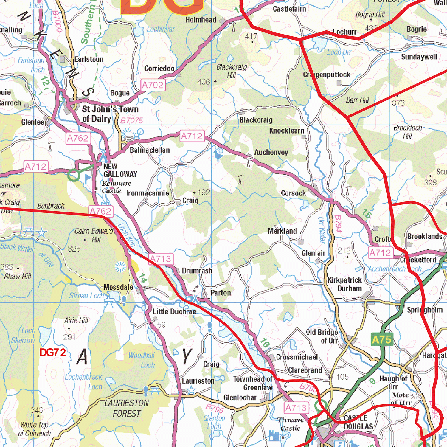 Dumfries & Galloway - DG - Postcode Wall Map