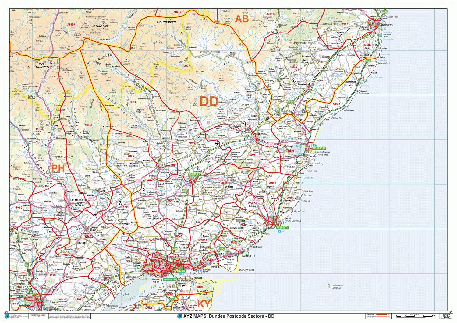 Dundee - DD - Postcode Wall Map