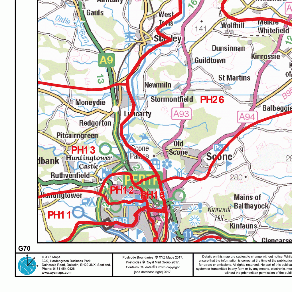 Dundee - DD - Postcode Wall Map