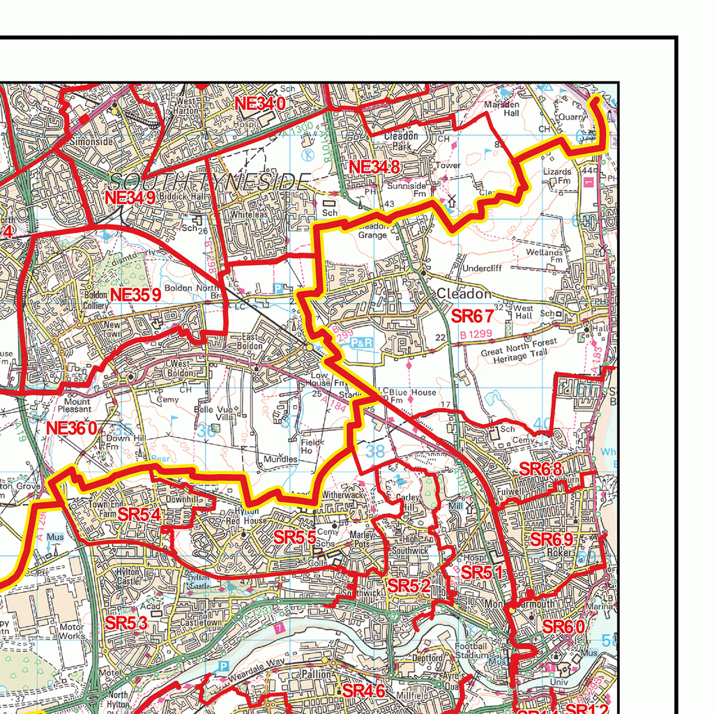 Durham - DH - Postcode Wall Map