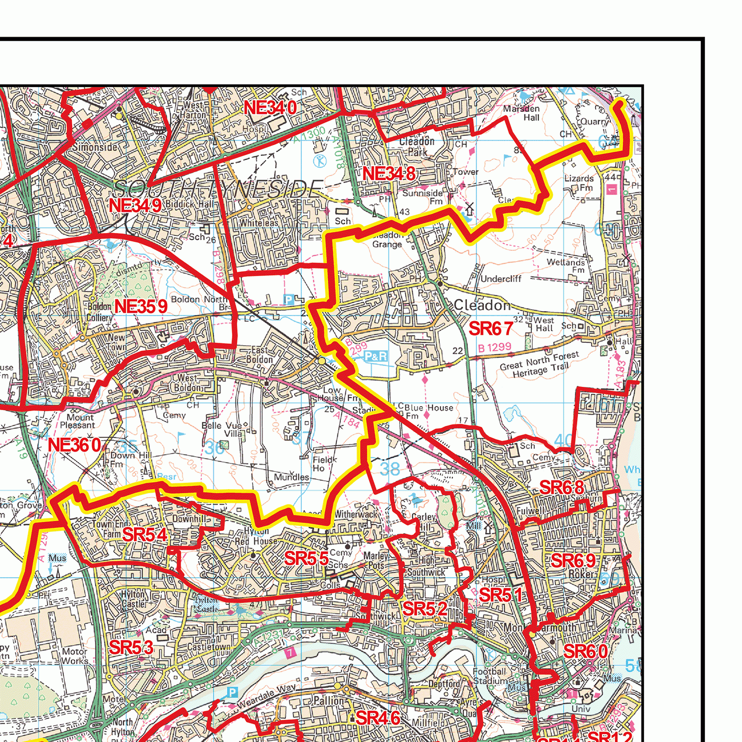 Durham - DH - Postcode Wall Map