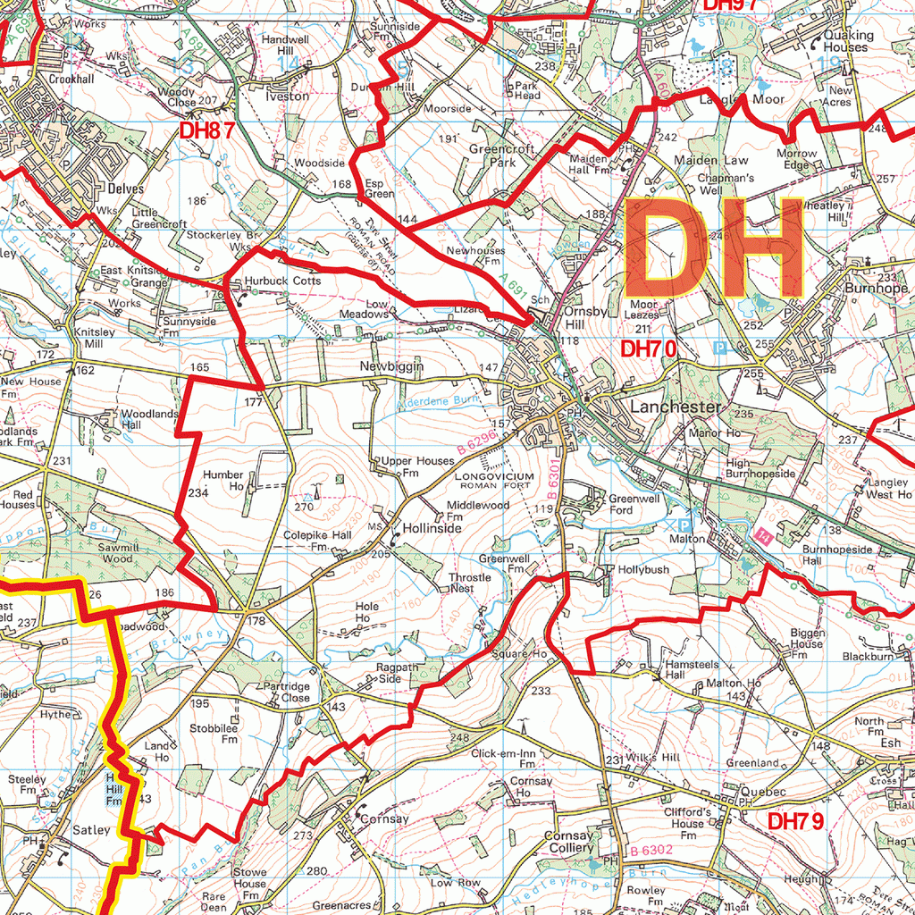 Durham - DH - Postcode Wall Map