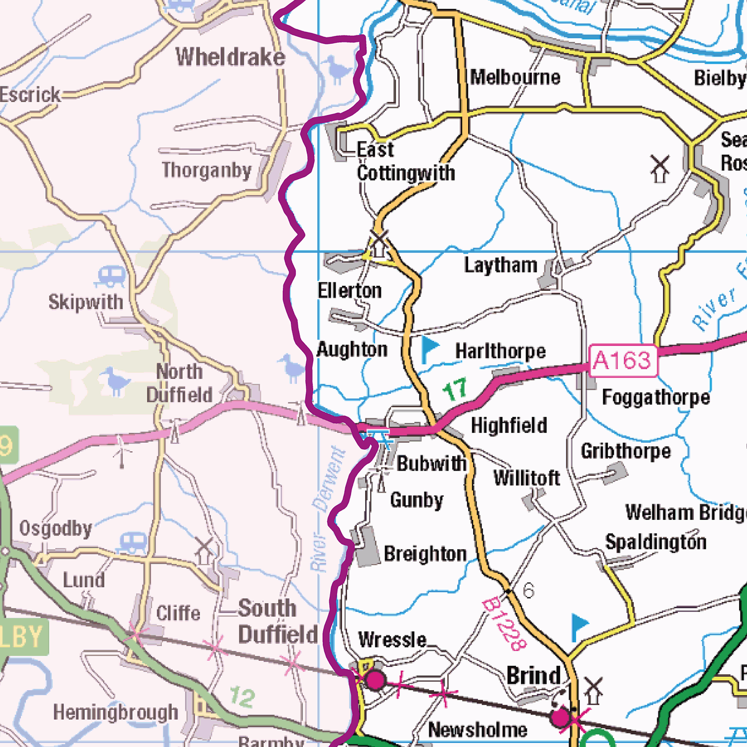 East Riding of Yorkshire County Map - (CY13)