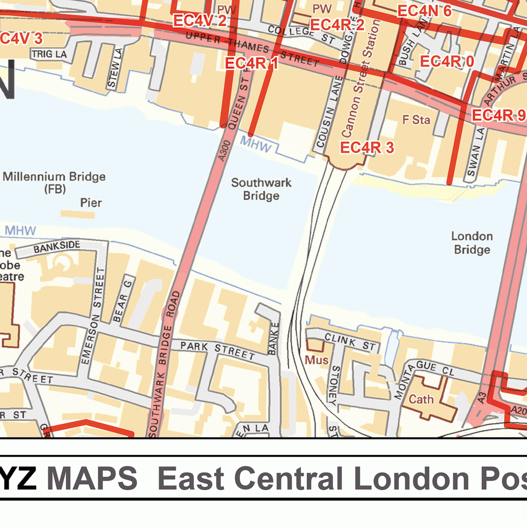 East City London - EC - Postcode Wall Map