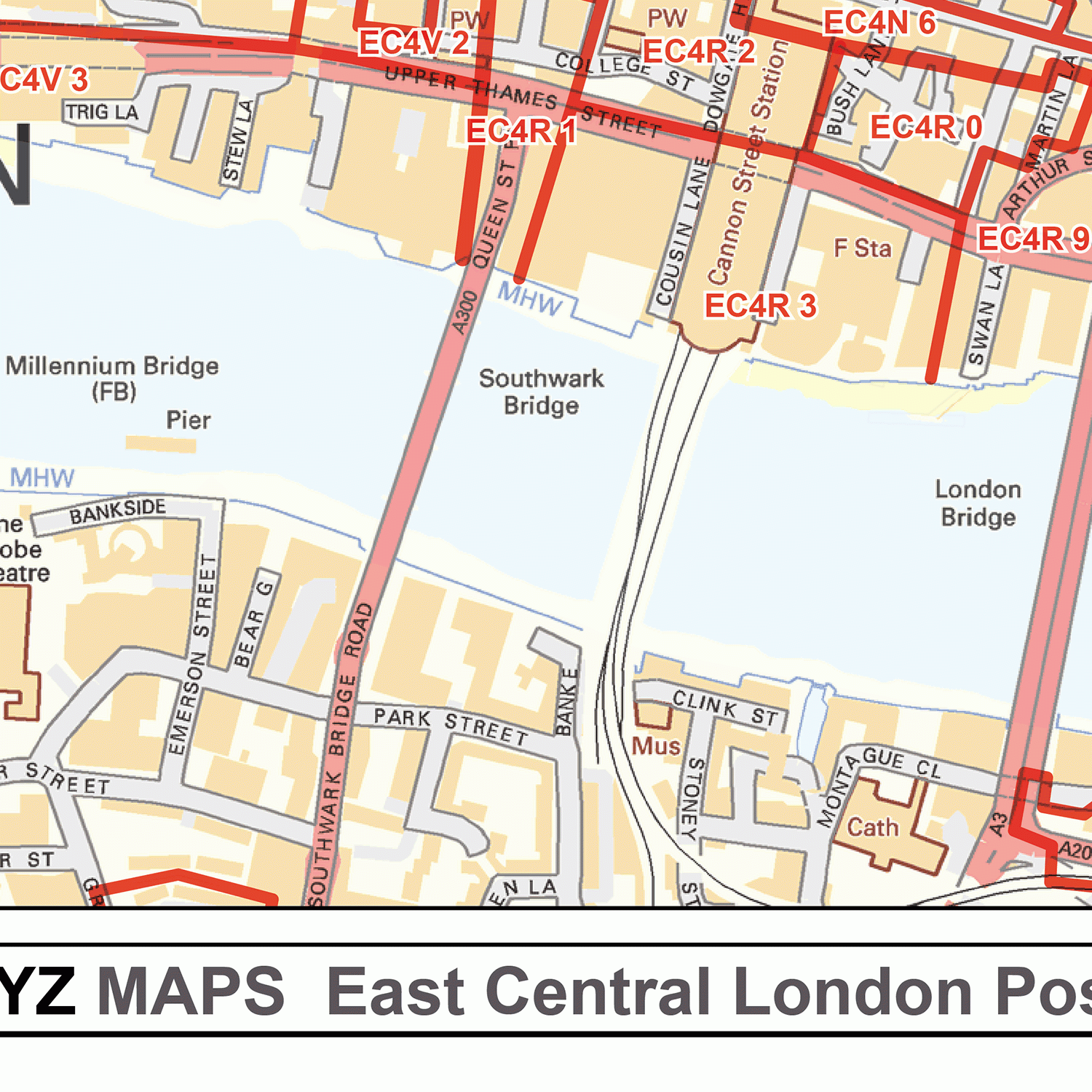East City London - EC - Postcode Wall Map