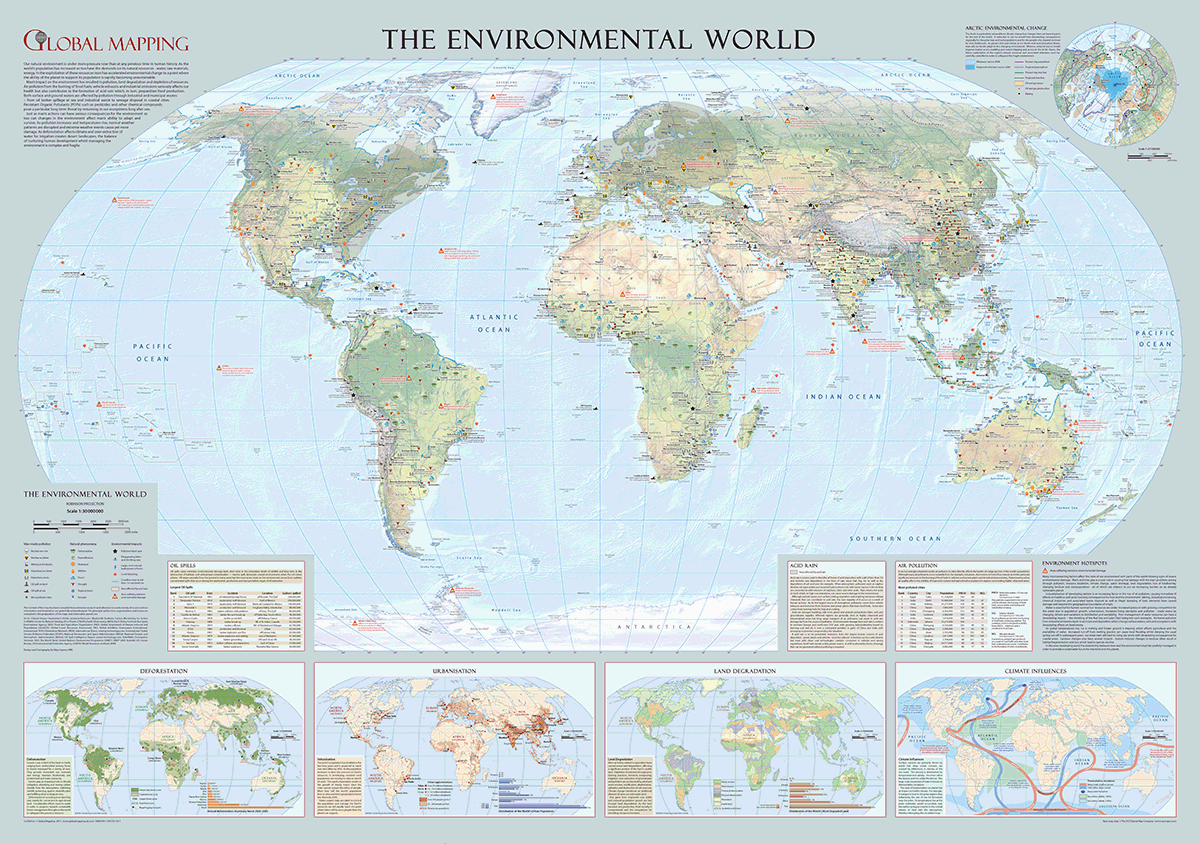 Environmental World Wall Map - Large Size