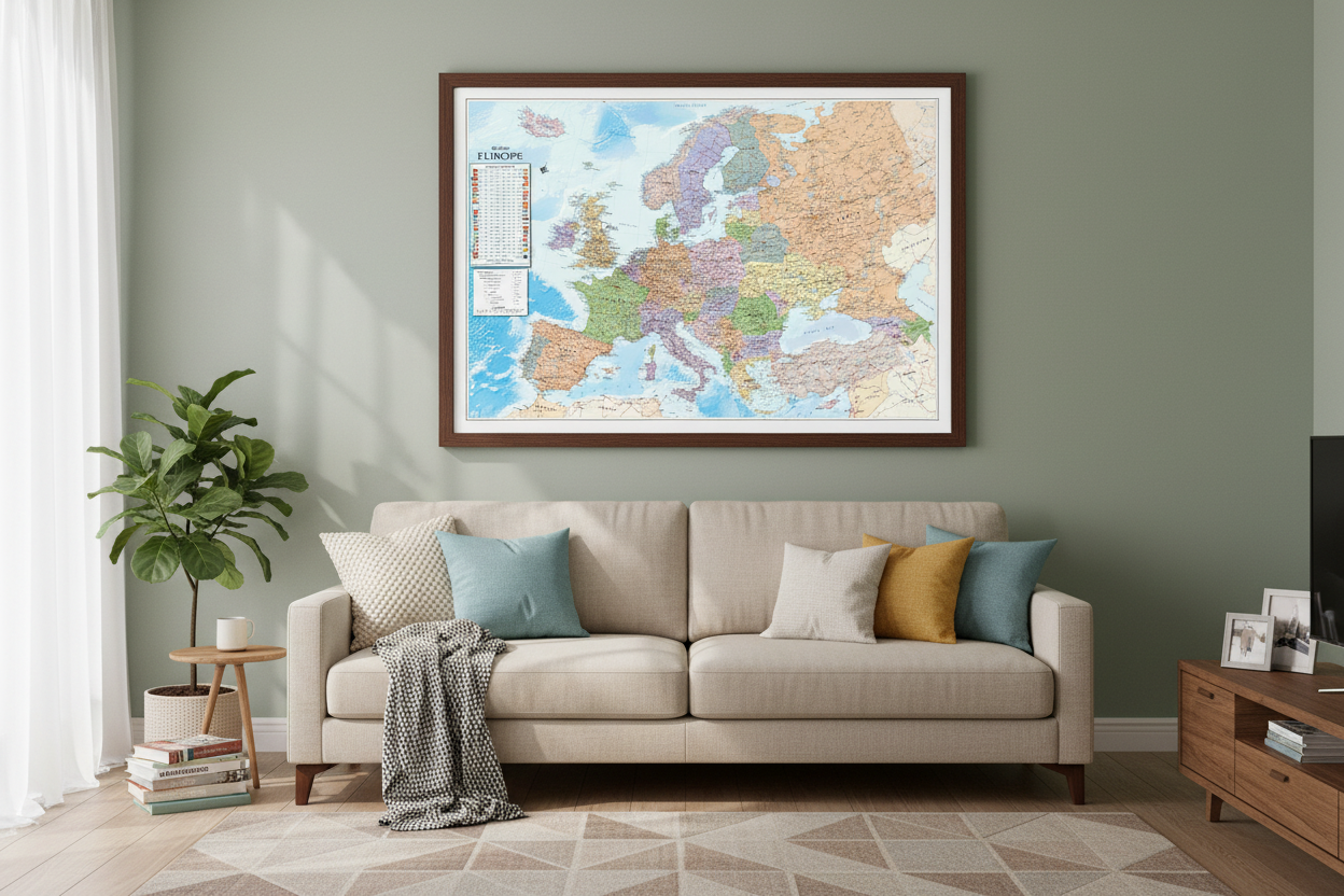 Europe Wall Map in Family Room