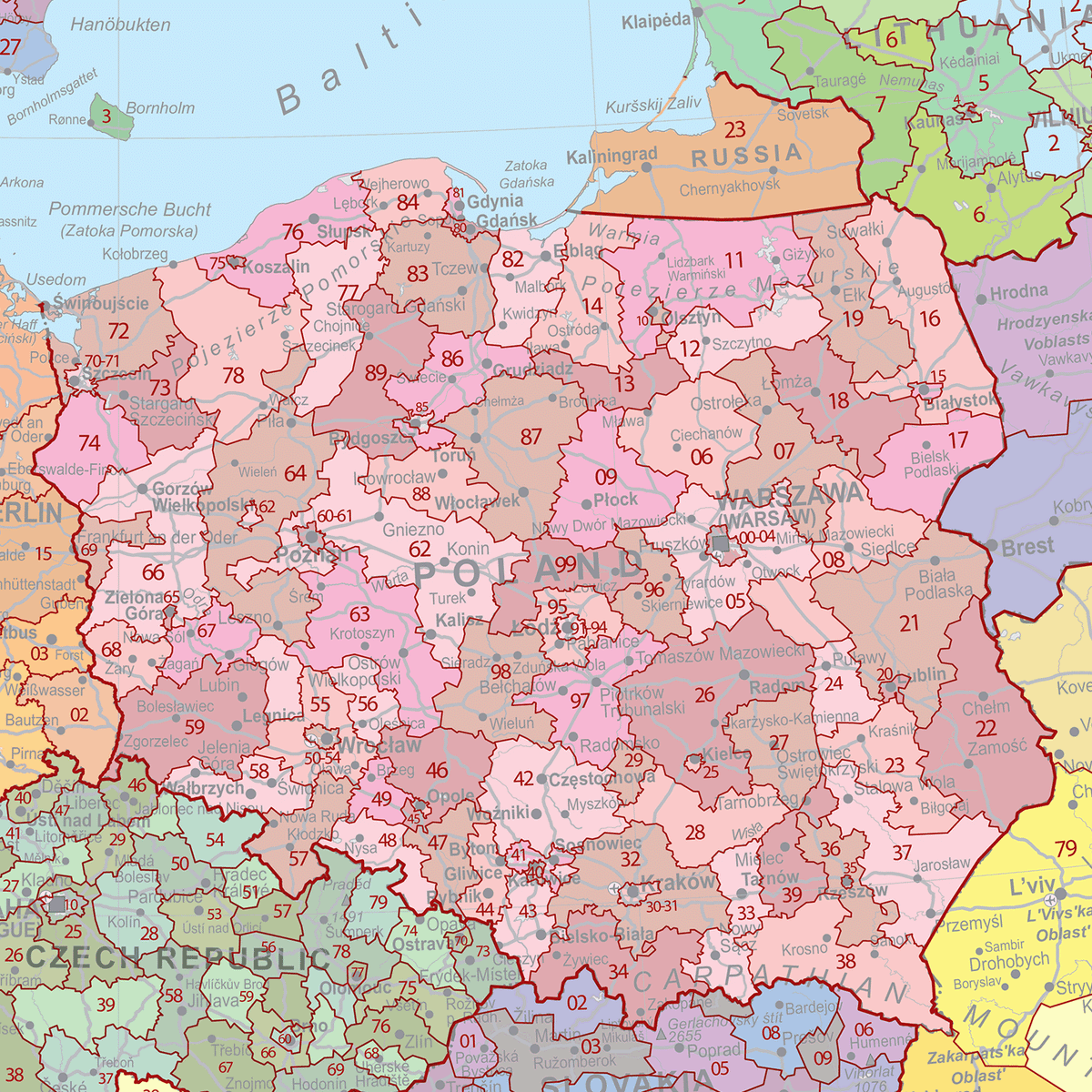 Europe Postcode Map - GIF Image – XYZ Maps