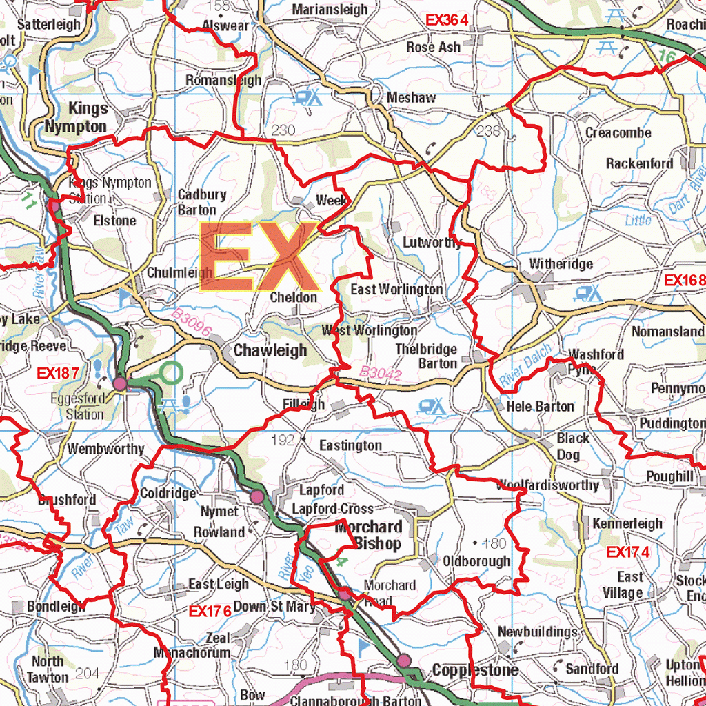 Exeter - EX - Postcode Wall Map