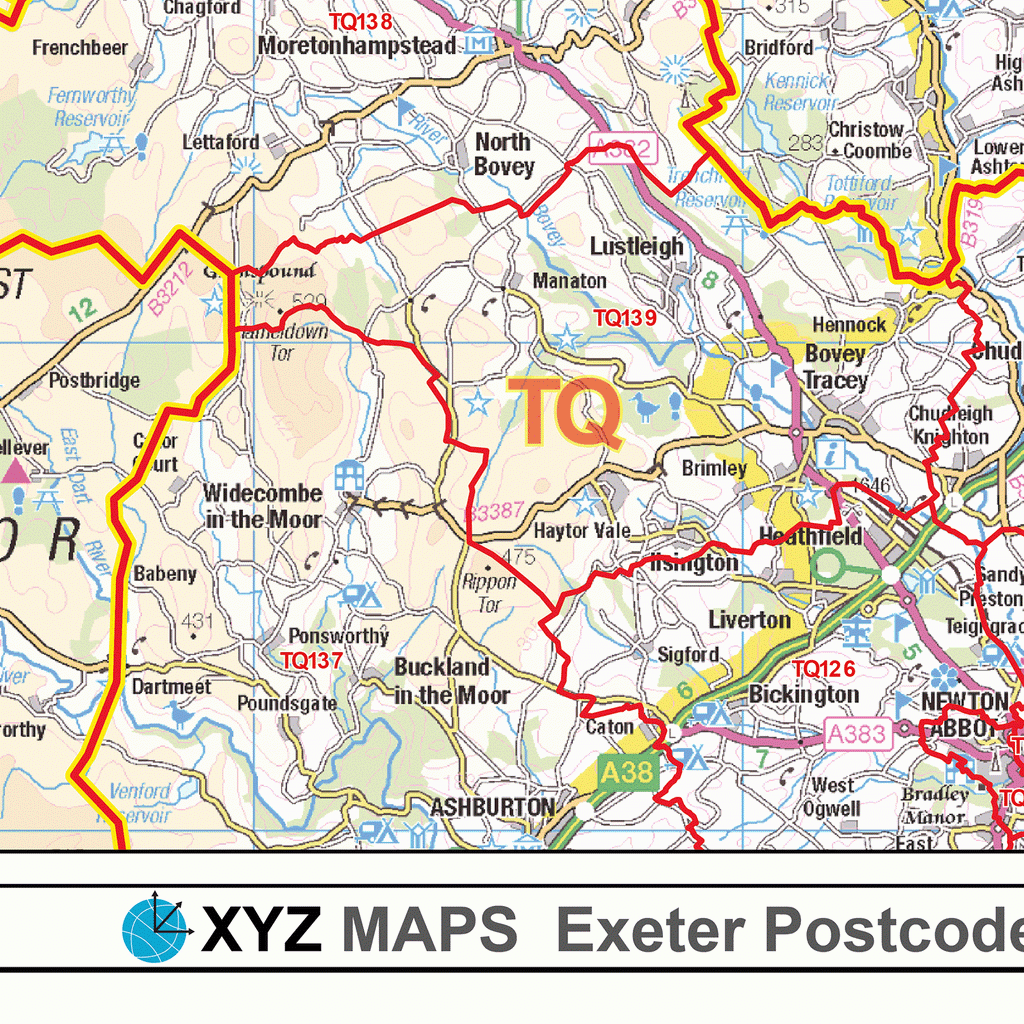 Exeter - EX - Postcode Wall Map