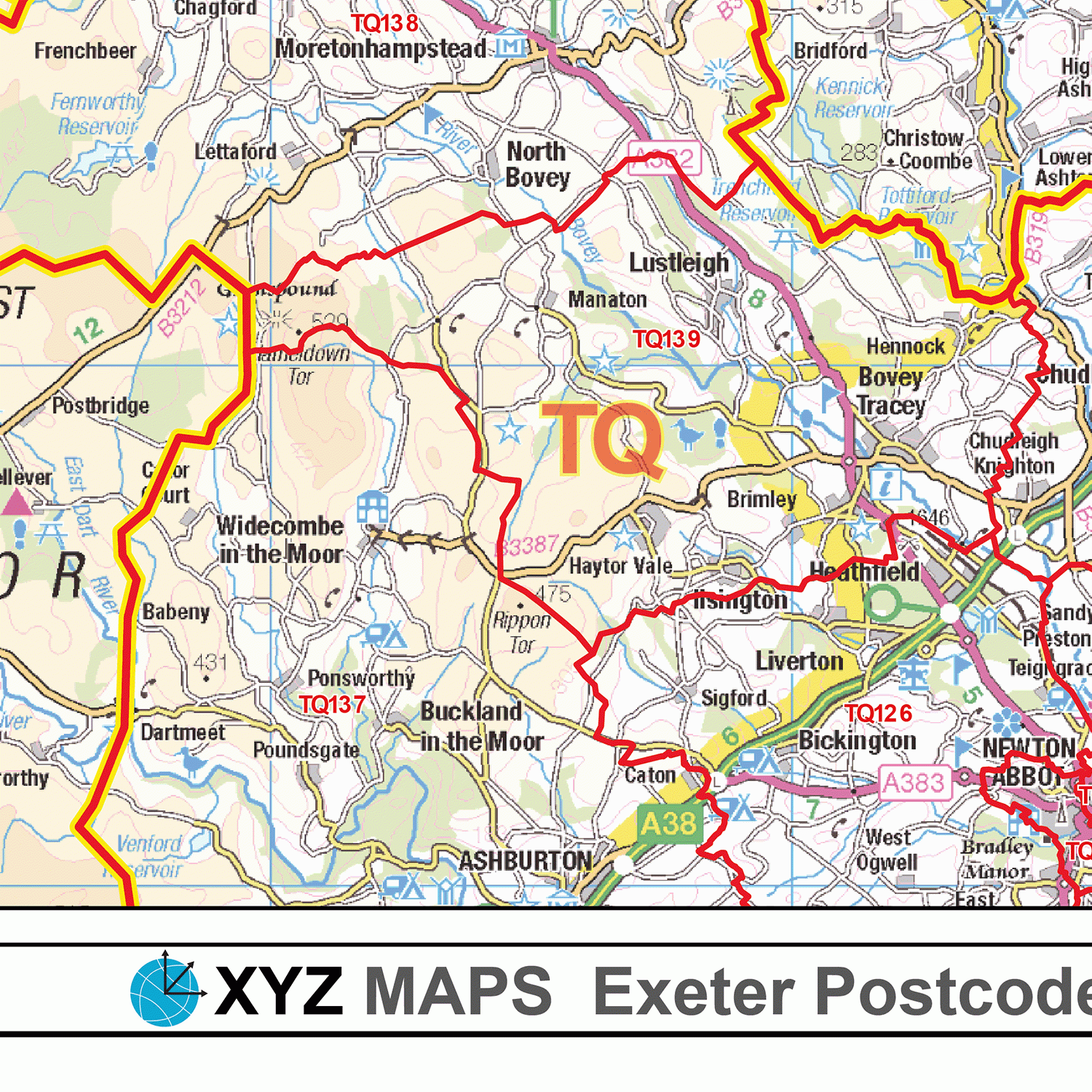 Exeter - EX - Postcode Wall Map