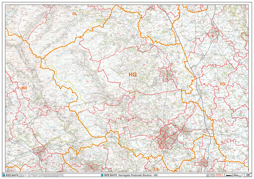 Harrogate - HG - Postcode Wall Map