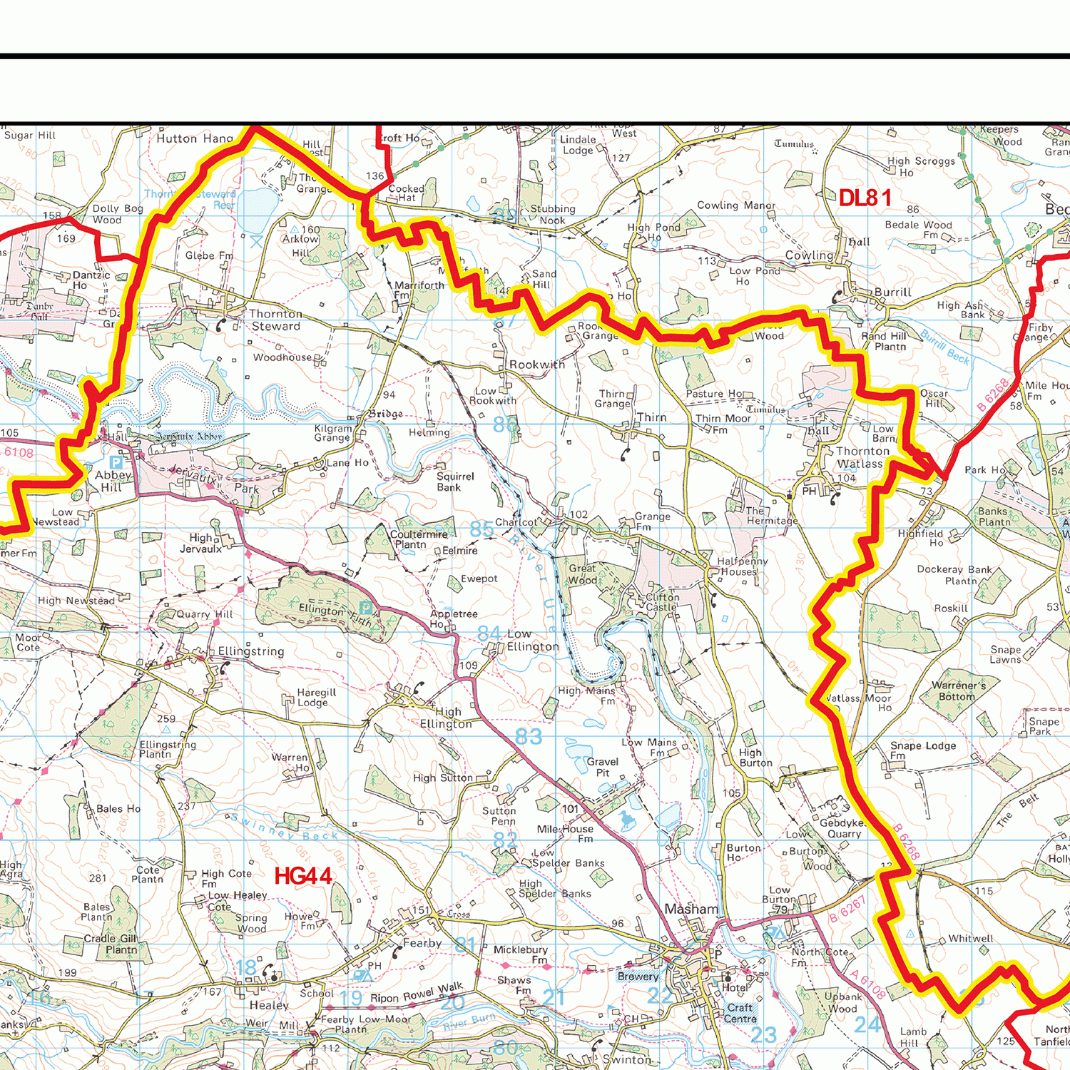 Harrogate - HG - Postcode Wall Map