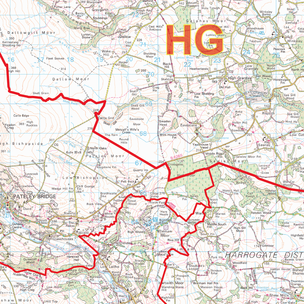 Harrogate - HG - Postcode Wall Map