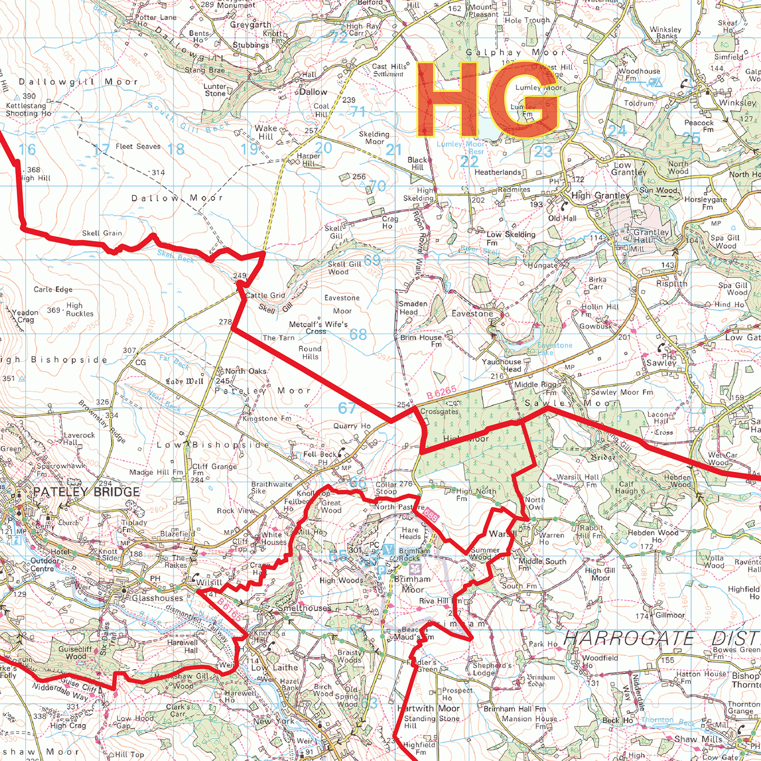 Harrogate - HG - Postcode Wall Map
