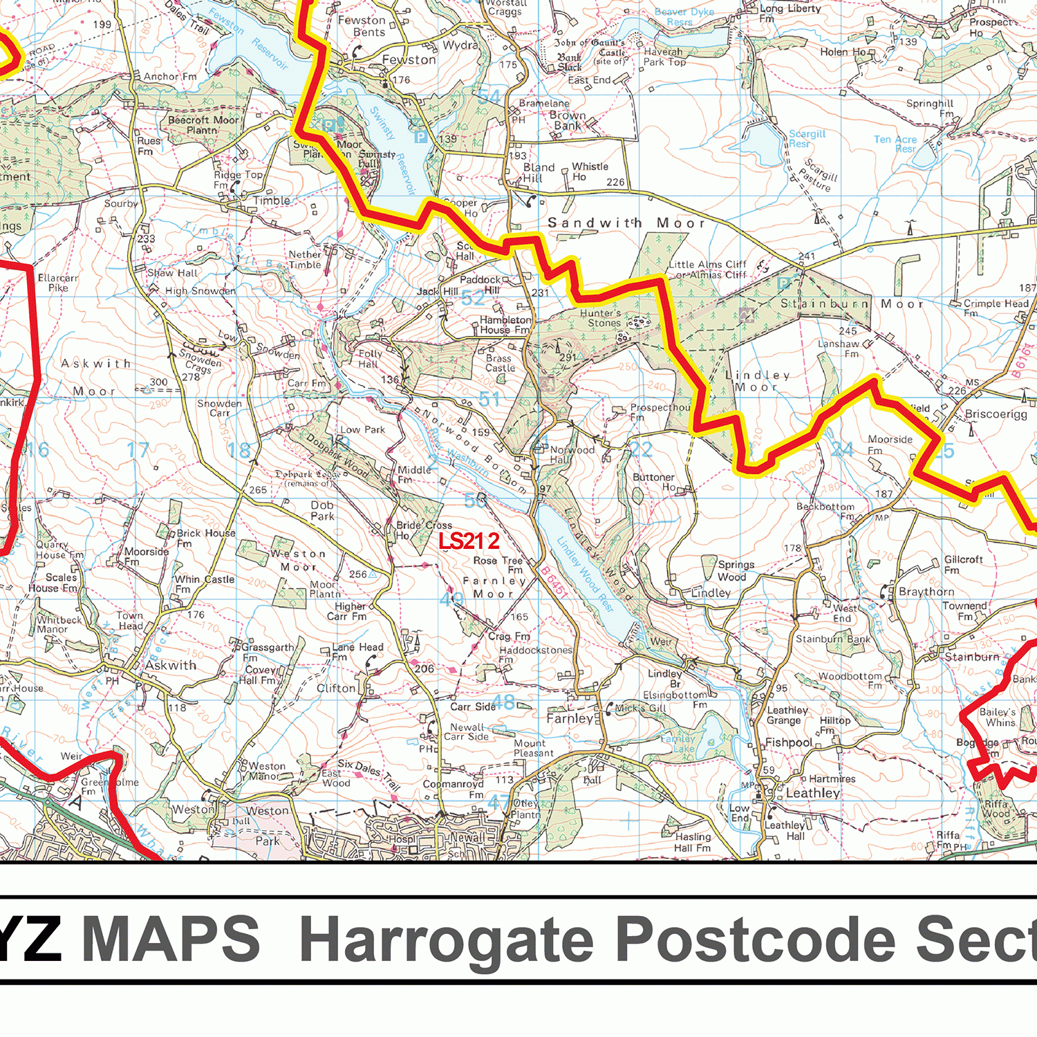 Harrogate - HG - Postcode Wall Map