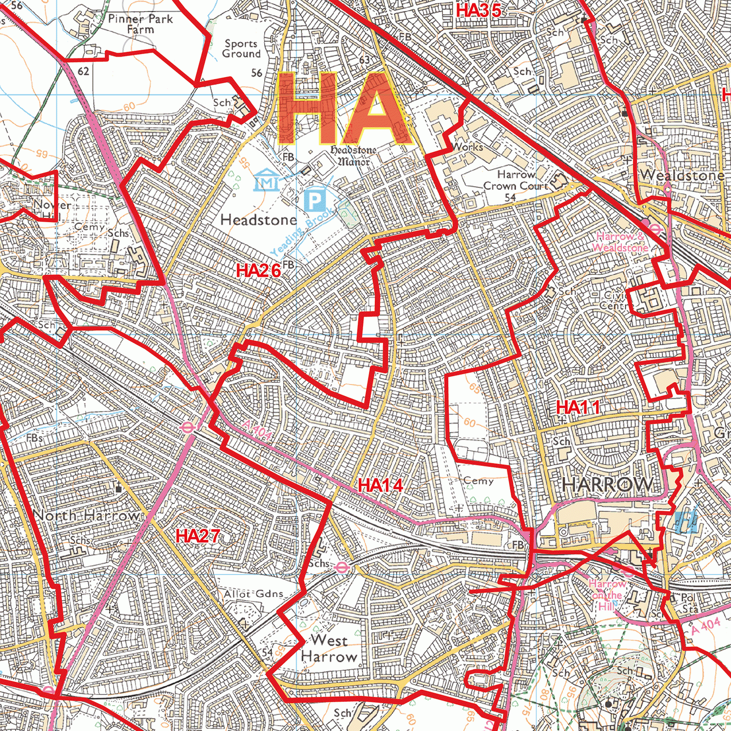 Harrow - HA - Postcode Wall Map