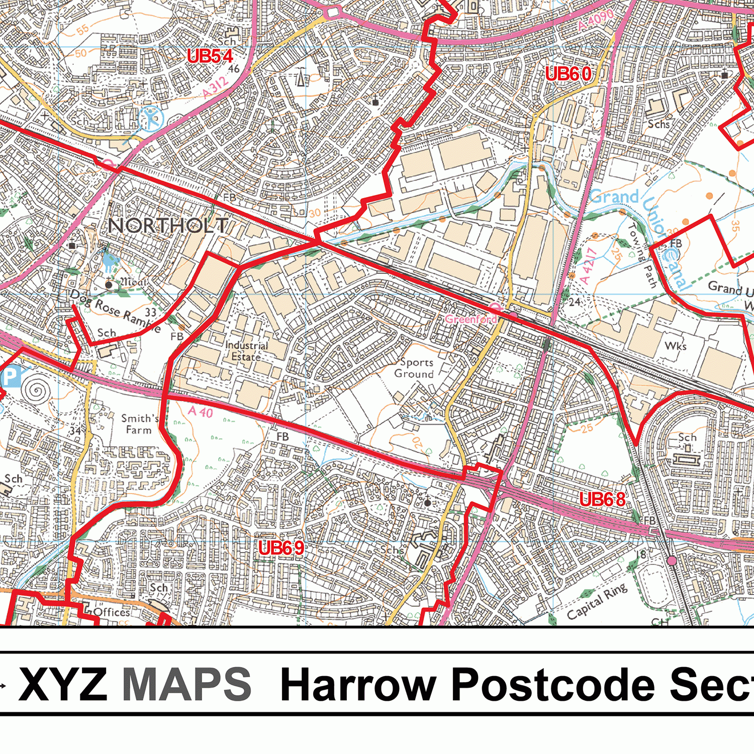 Harrow - HA - Postcode Wall Map