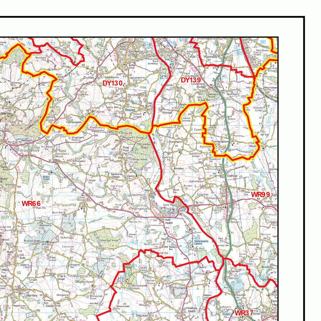 Hereford - HR - Postcode Wall Map