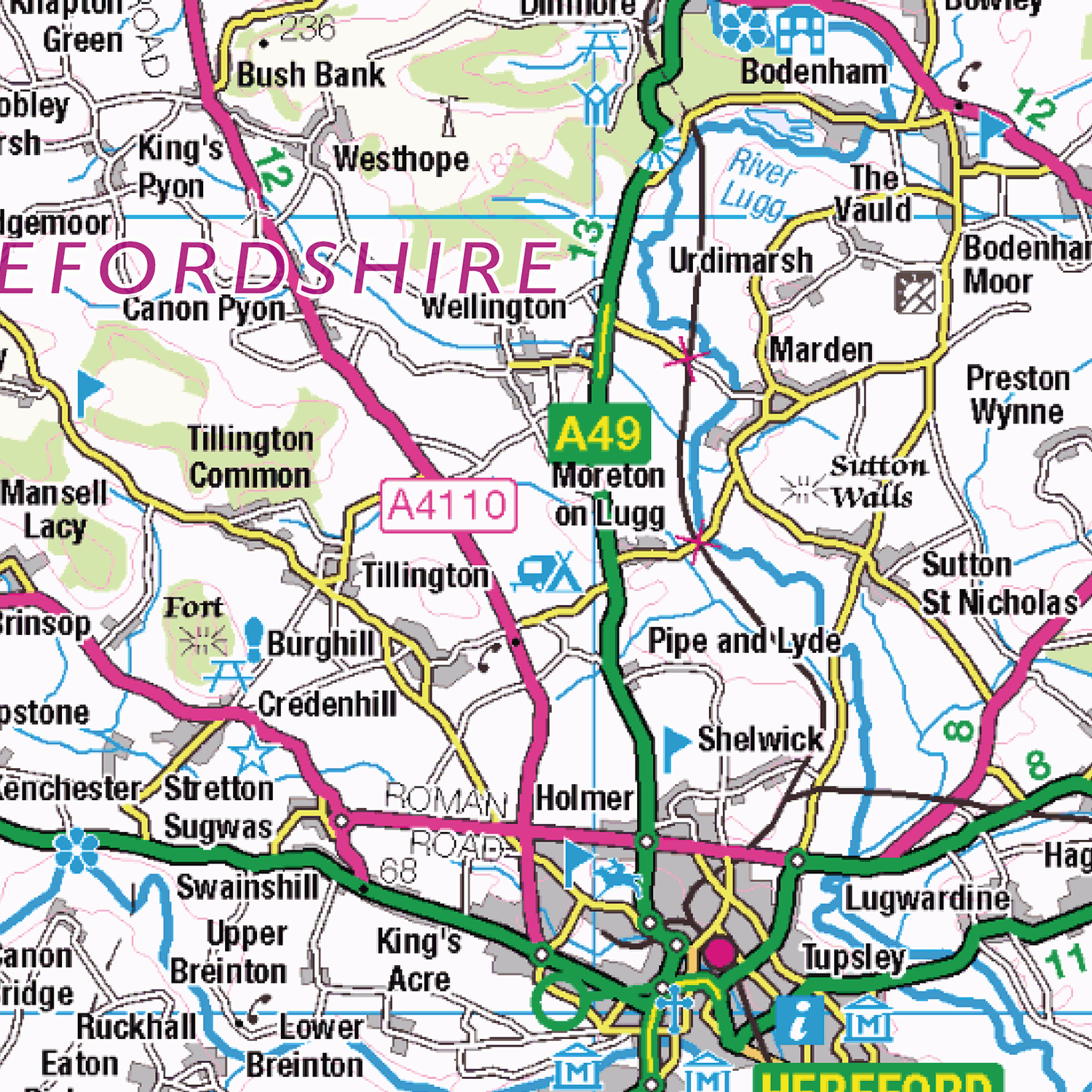 Herefordshire County Map - (CY20)