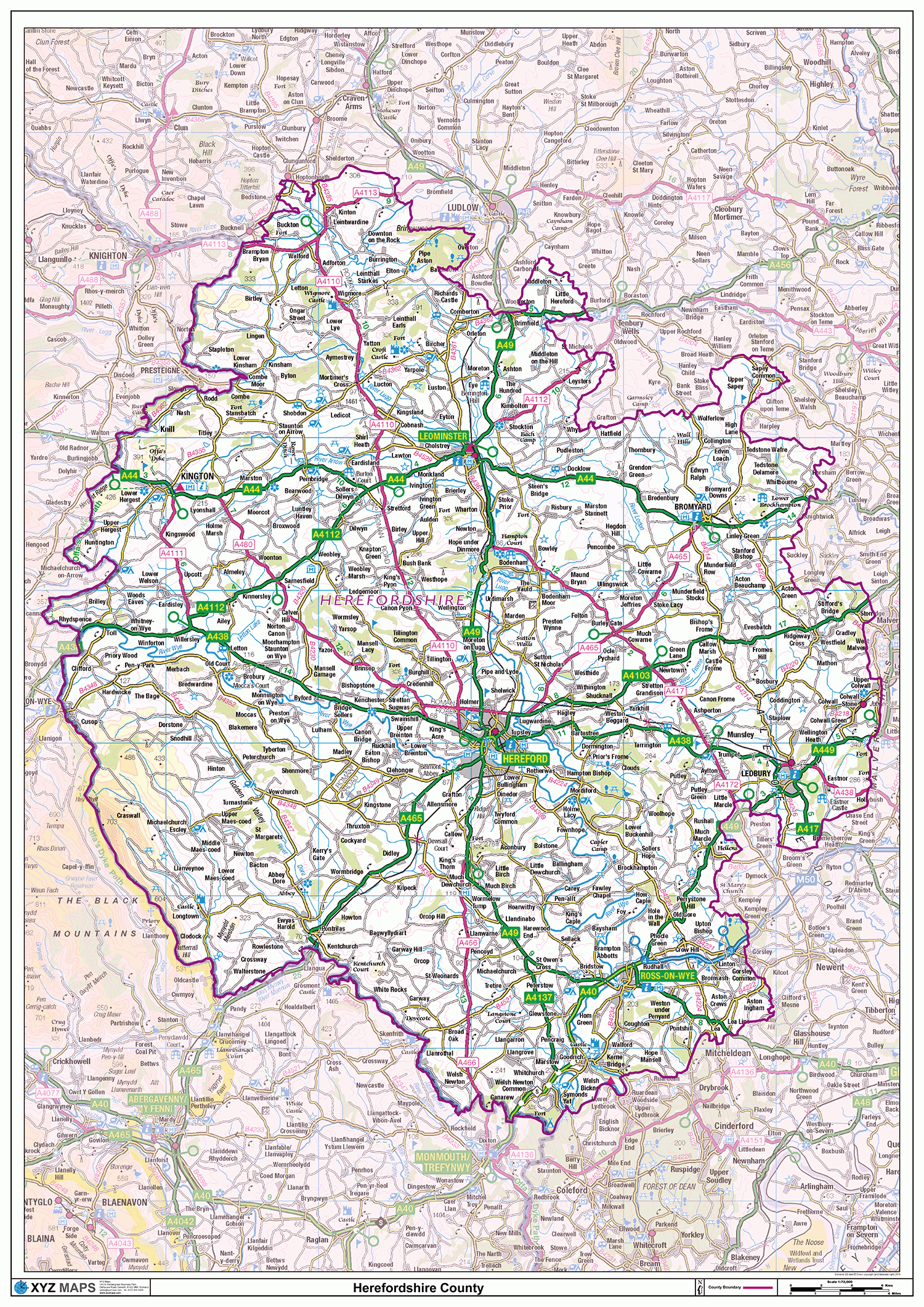 Herefordshire County Map - (CY20)