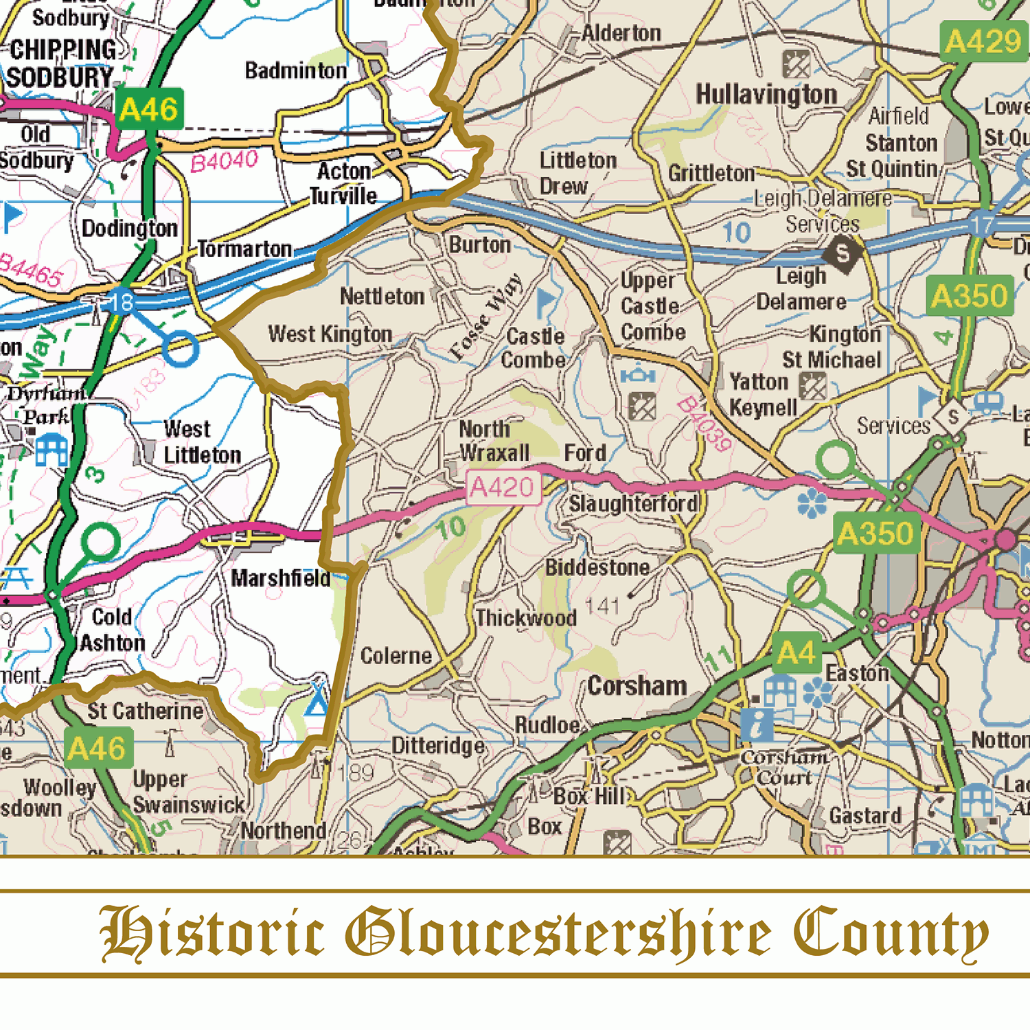 Historic Gloucestershire County Map